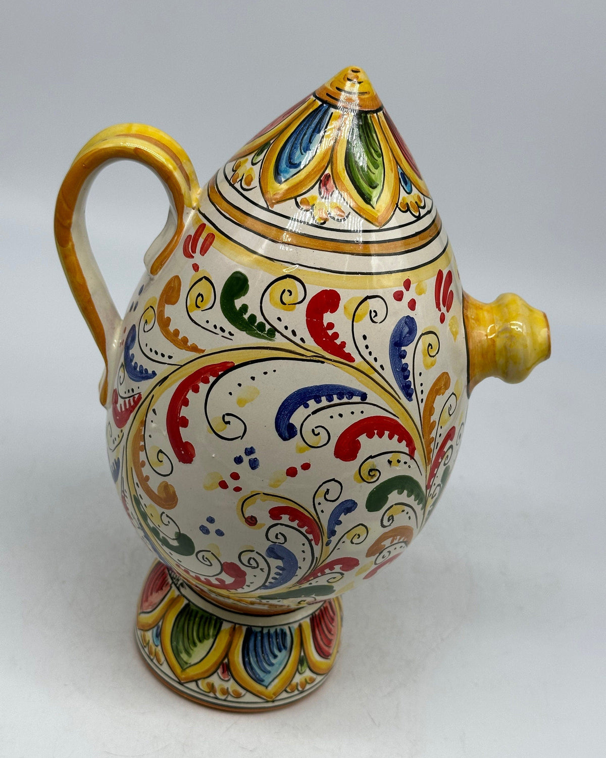 Brocca Tipica "Bummulu Malandrino" 1 Litro interamente fatto a mano Ceramica Caltagirone Decoro N.4