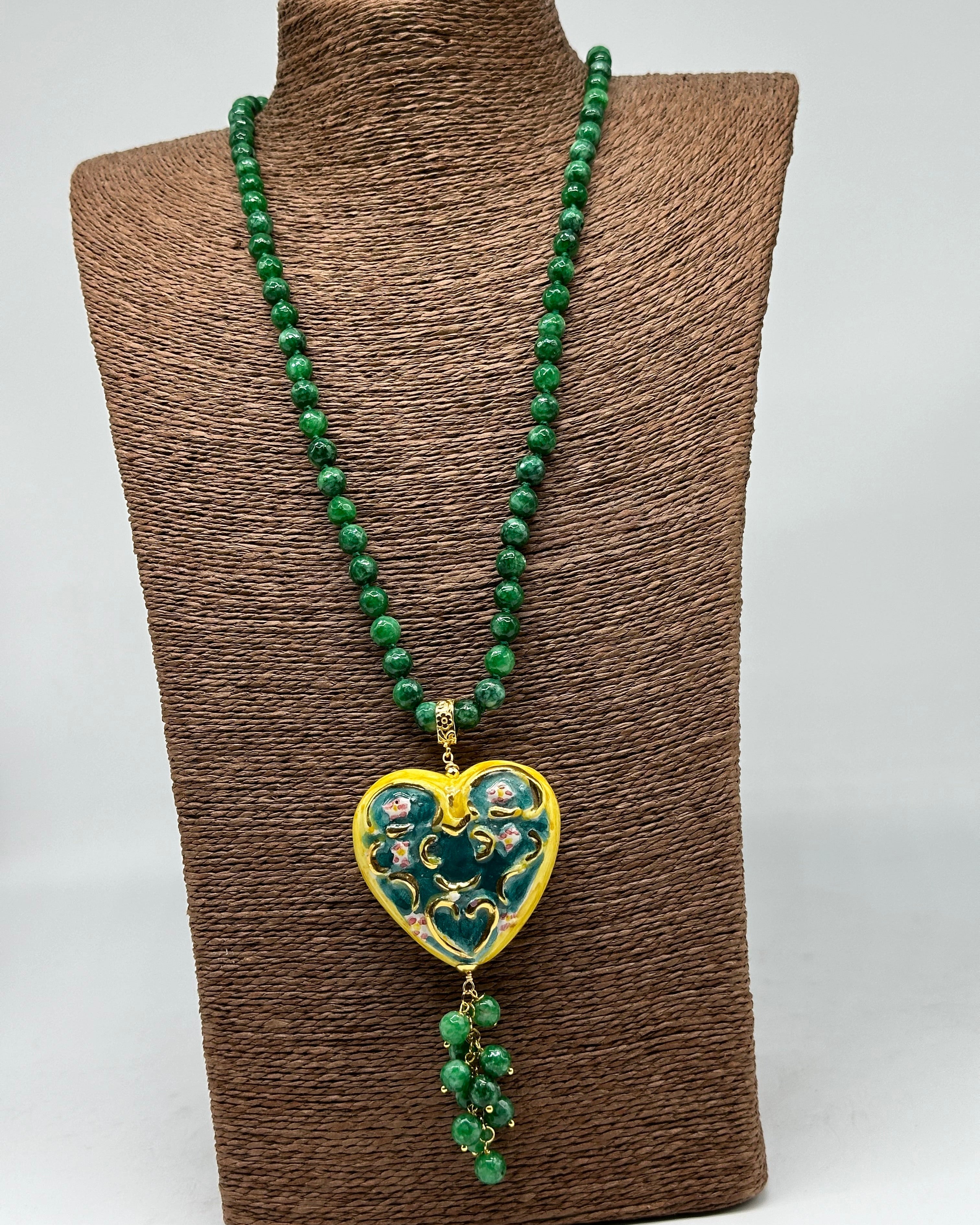 Collana Siciliana Cuore Sacro Ceramica di Caltagirone V.4 - COLLANA
