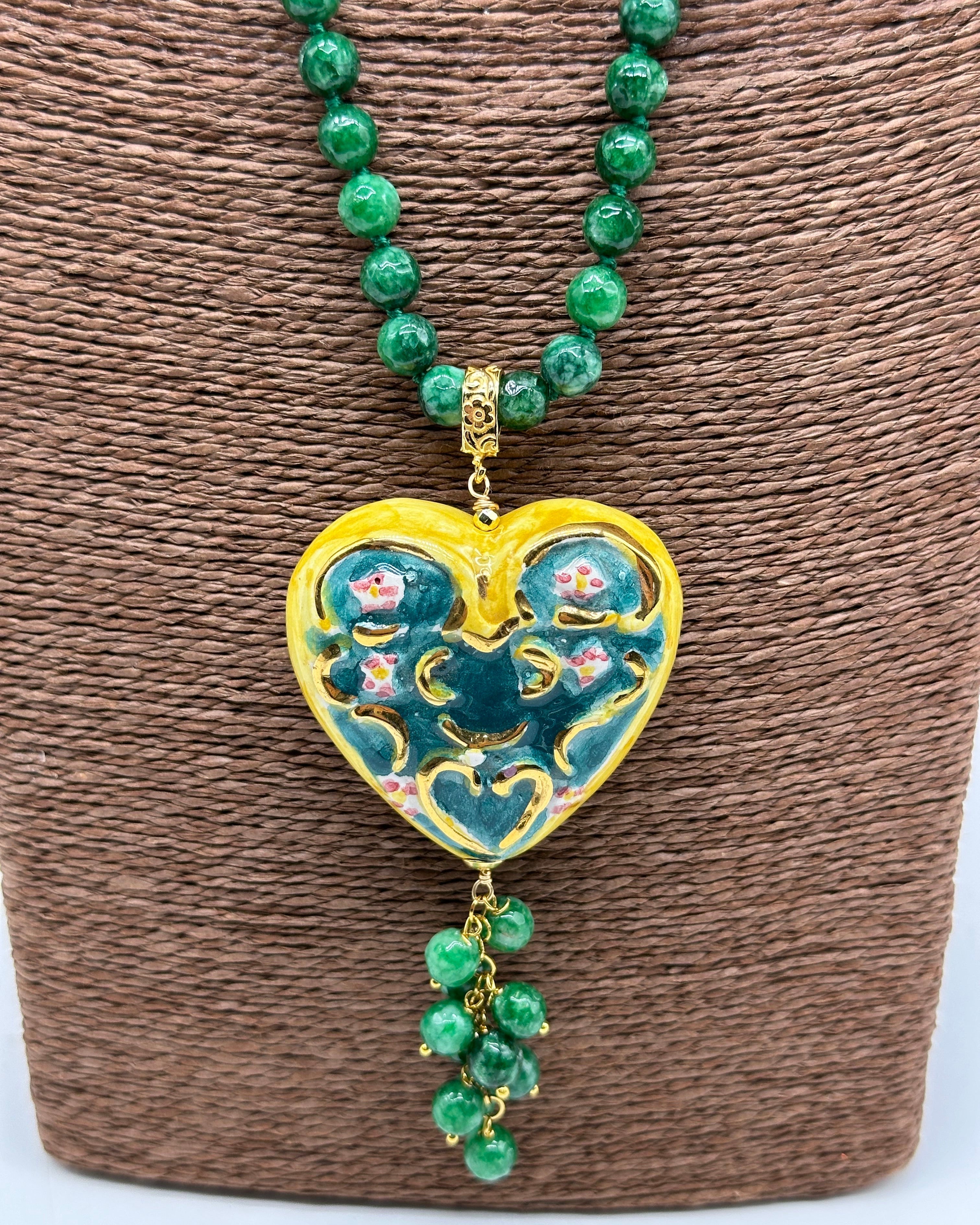 Collana Siciliana Cuore Sacro Ceramica di Caltagirone V.4 - COLLANA