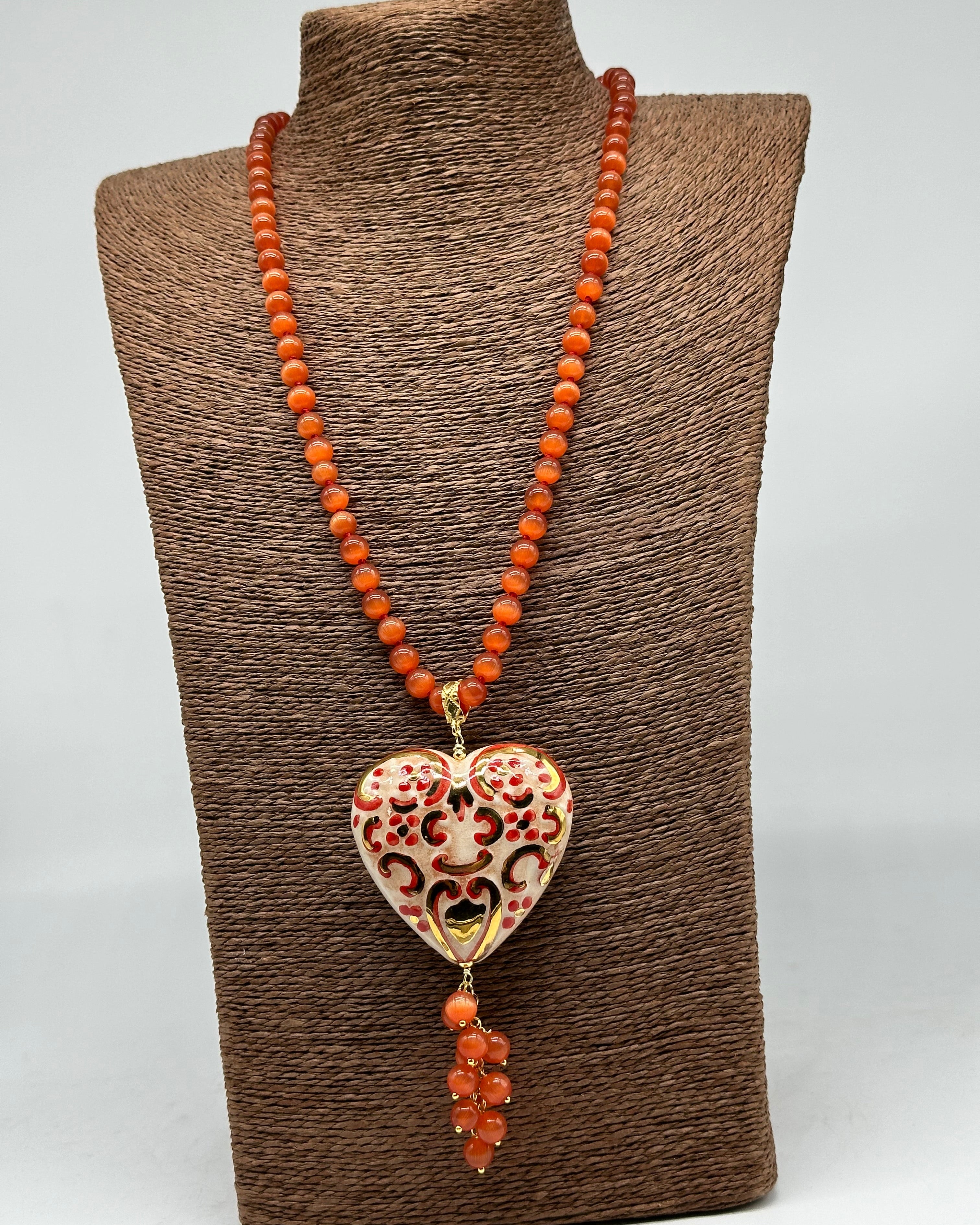 Collana Siciliana Cuore Sacro Ceramica di Caltagirone V.5 - COLLANA