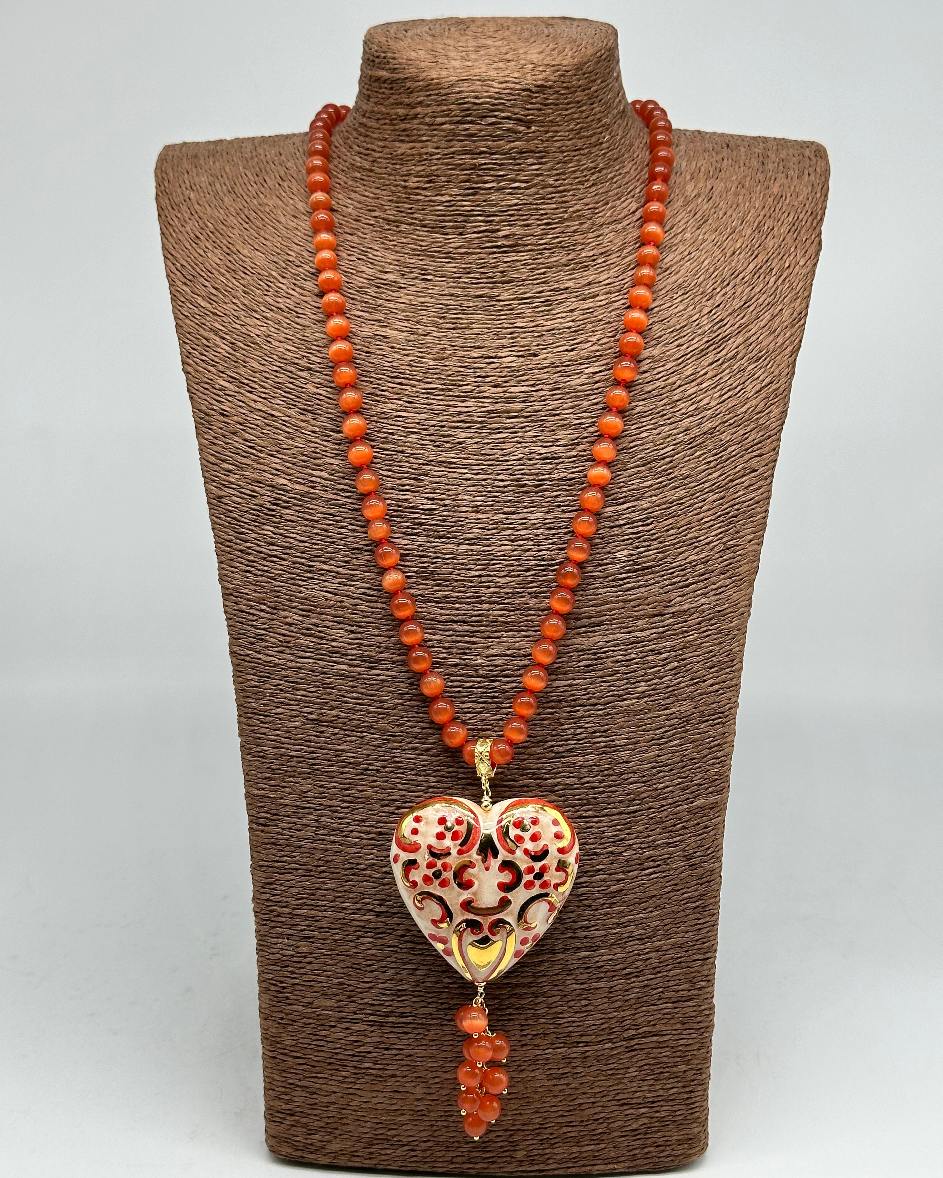 Collana Siciliana Cuore Sacro Ceramica di Caltagirone V.5 - COLLANA