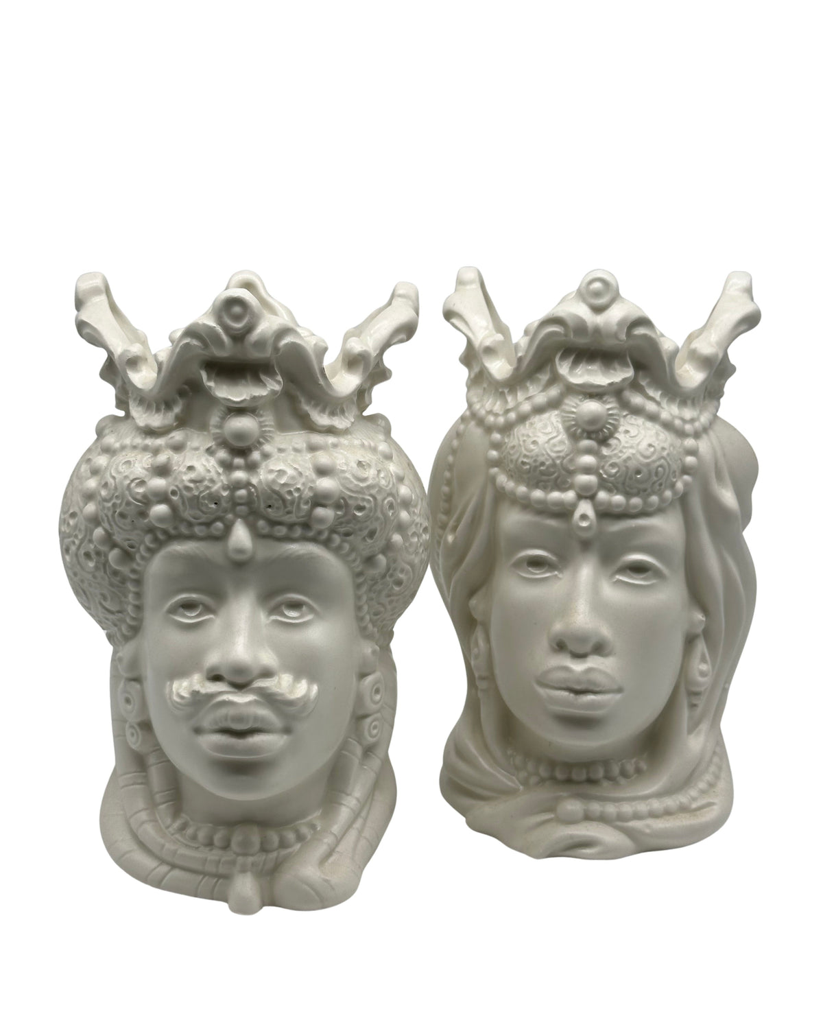 Coppia Teste di Moro Emiro Ceramica Caltagirone cm H.20 Artigianale VARI COLORI DD CERAMICHE SICILIANE