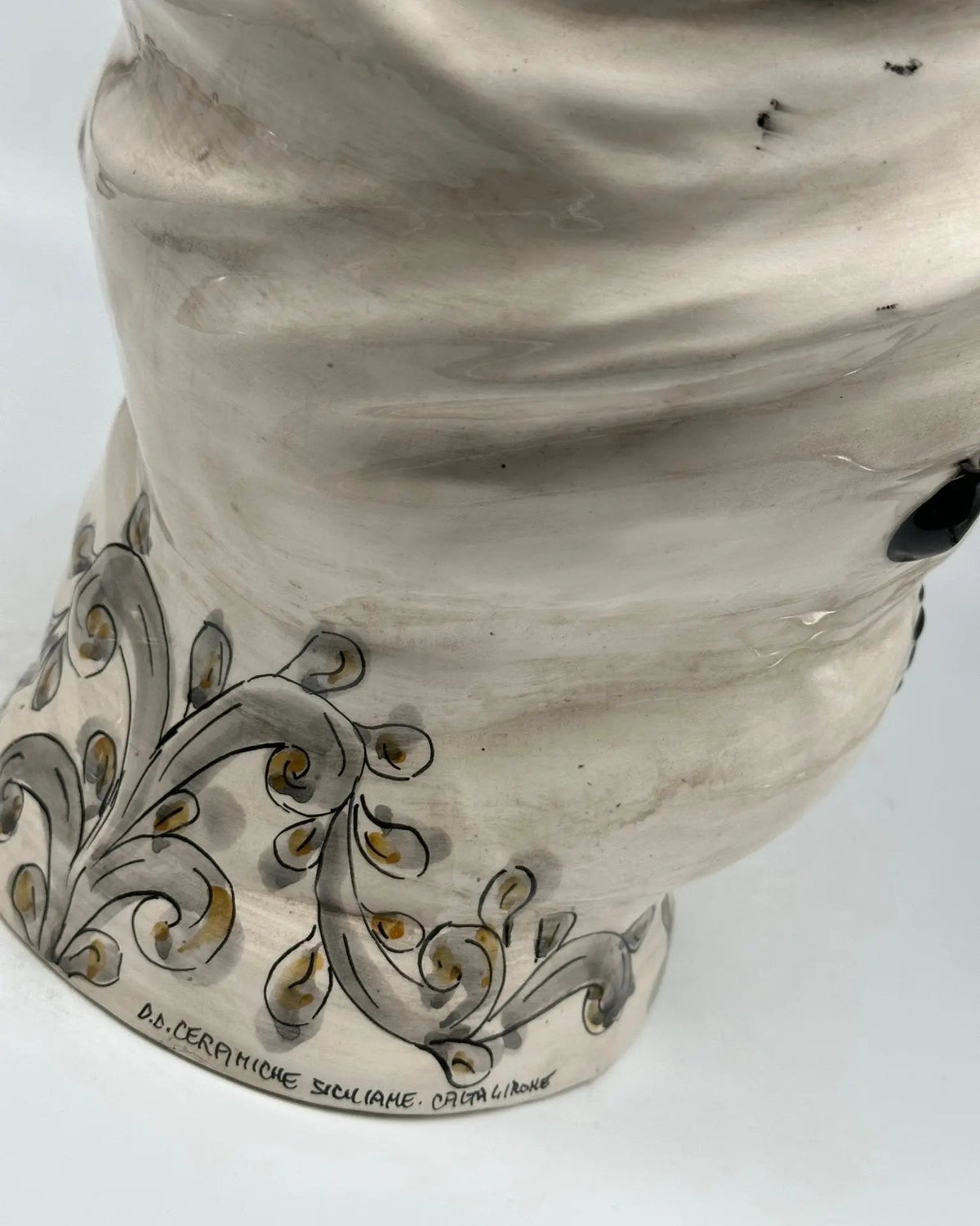 FINE SERIE - Teste di Moro Saturno Ceramica Caltagirone cm H.37 L.22 Artigianale Barocco Ocra Nero - TESTA DI MORO