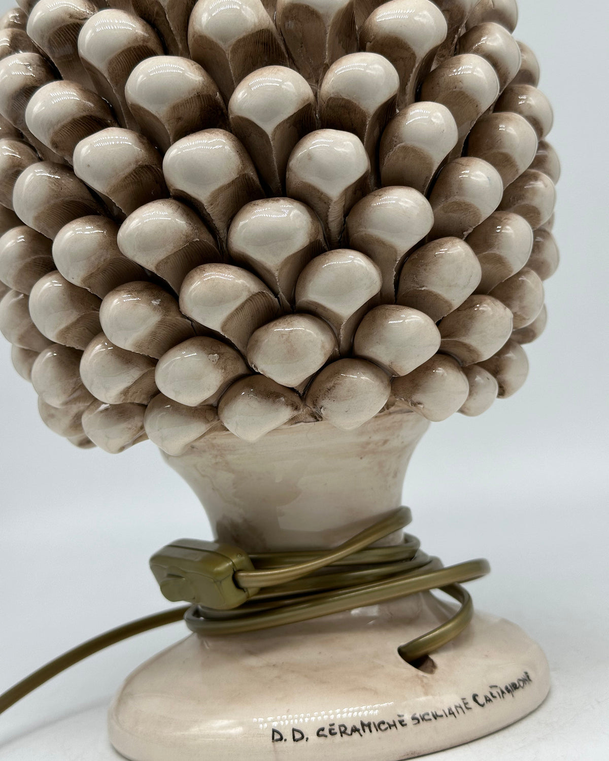 Lampada Pigna Ceramica Caltagirone cm H.30 Artigianale Beige - LAMPADE