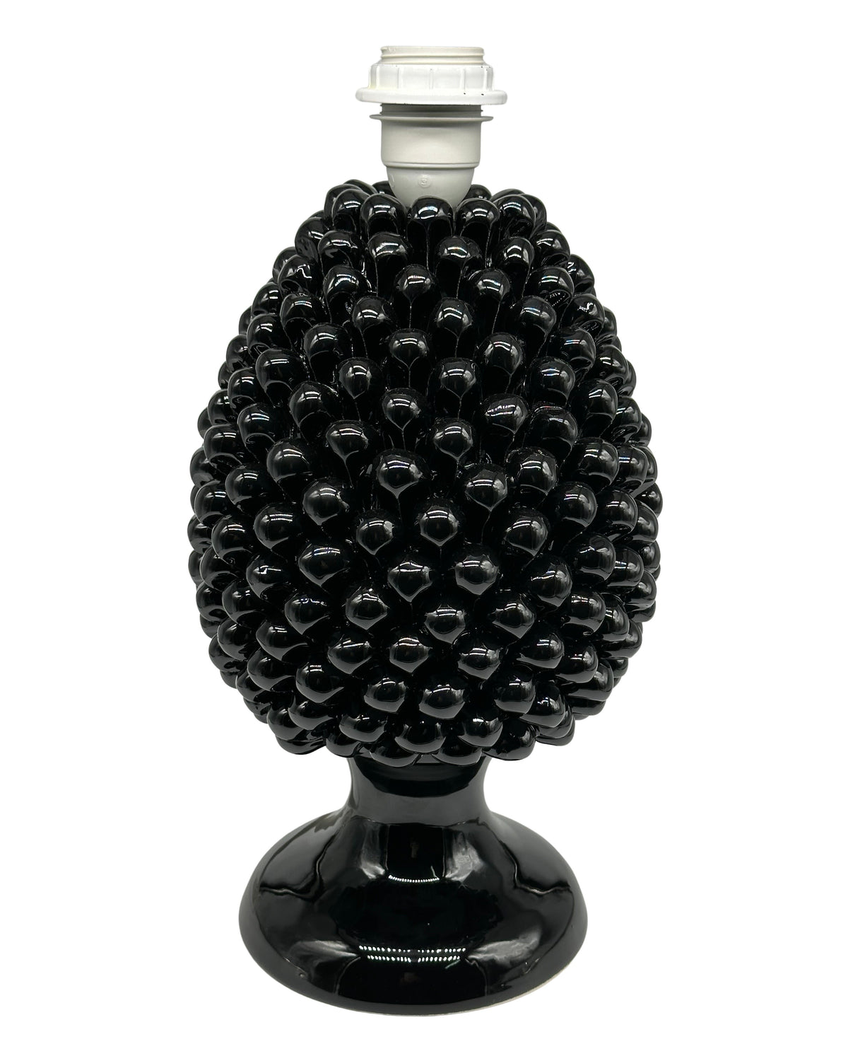 Lampada Pigna Ceramica Caltagirone cm H.30 Artigianale Nero - LAMPADA PIGNA