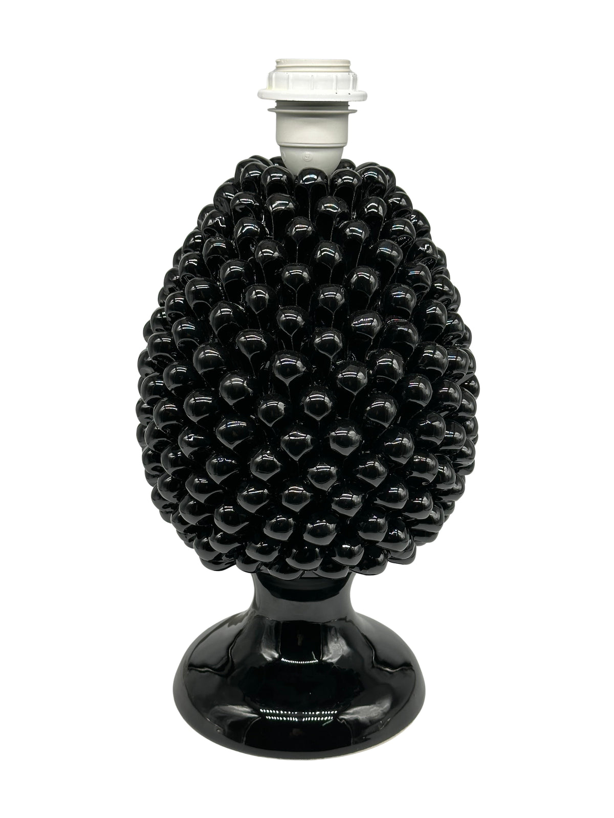 Lampada Pigna Ceramica Caltagirone cm H.30 Artigianale Nero - LAMPADA PIGNA