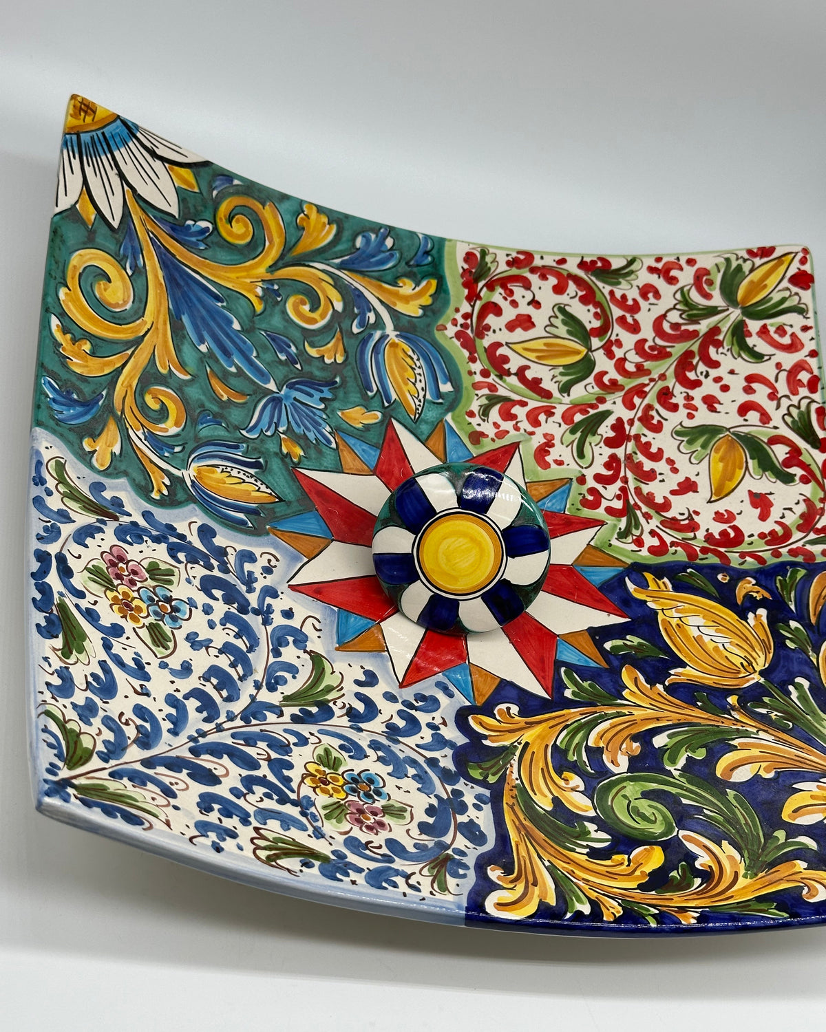 Lavello da Appoggio Ceramica Caltagirone cm 40x40x10 Moderno Artigianale V.2 - LAVELLI