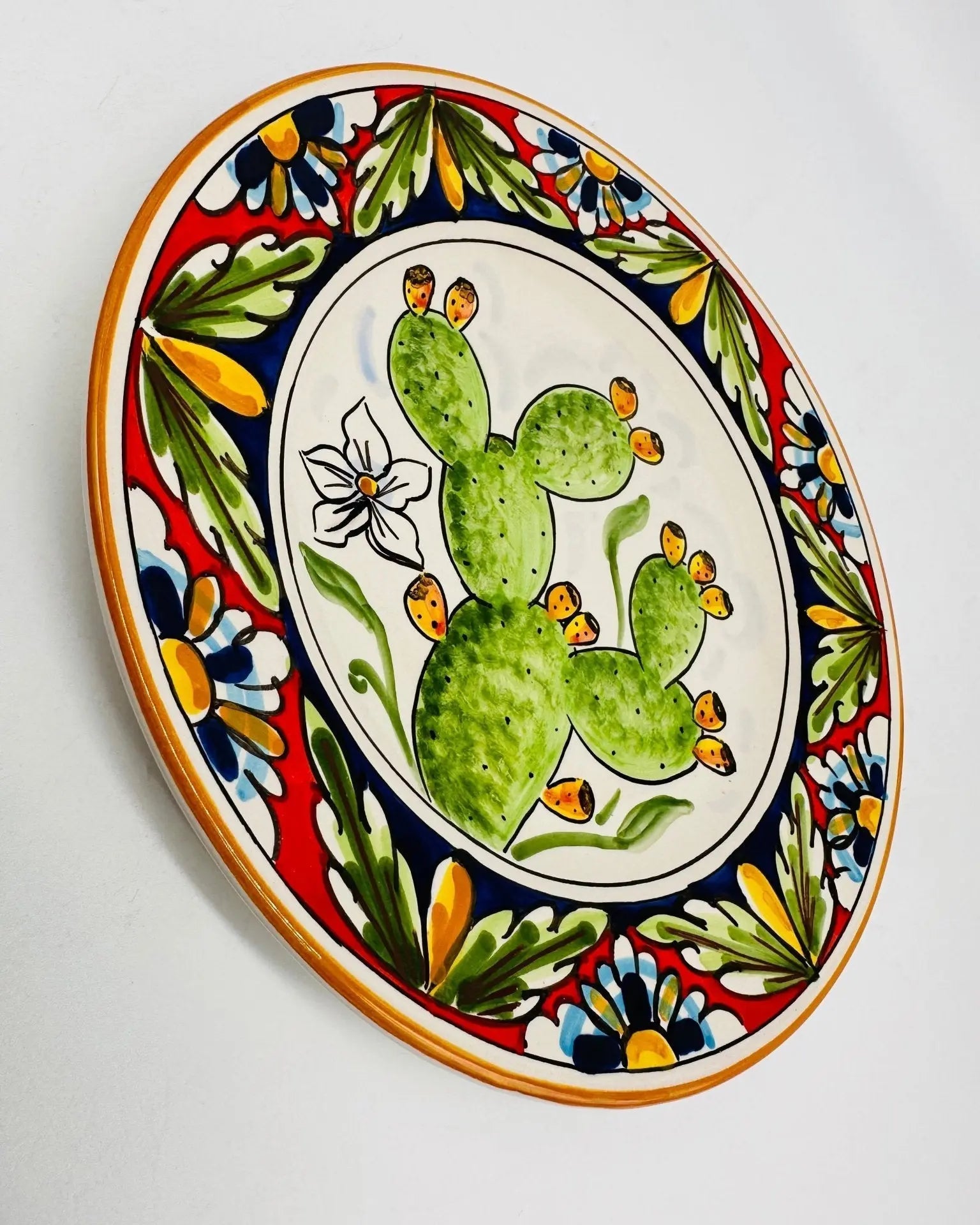 Piatto Dessert Uso Alimentare Ceramica Caltagirone - Fico d’India - PIATTI SERVIZIO
