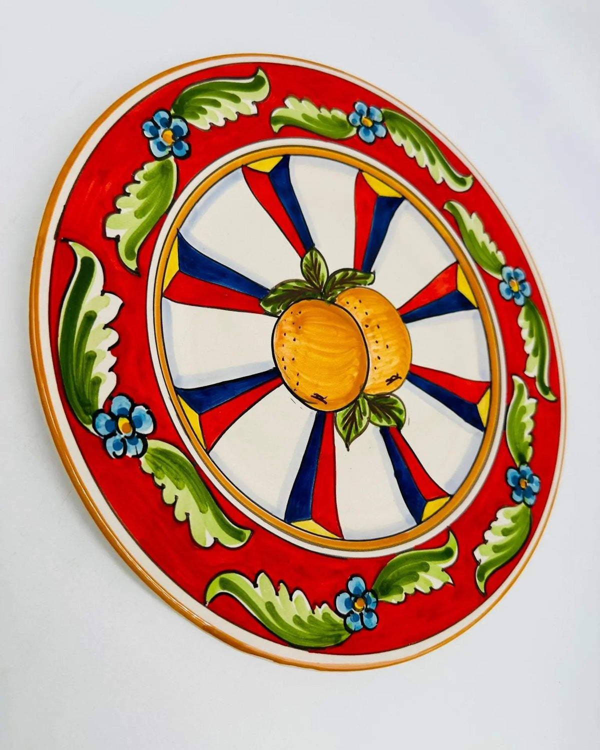 Piatto Piano Uso Alimentare Ceramica Caltagirone - Arancia - PIATTI SERVIZIO