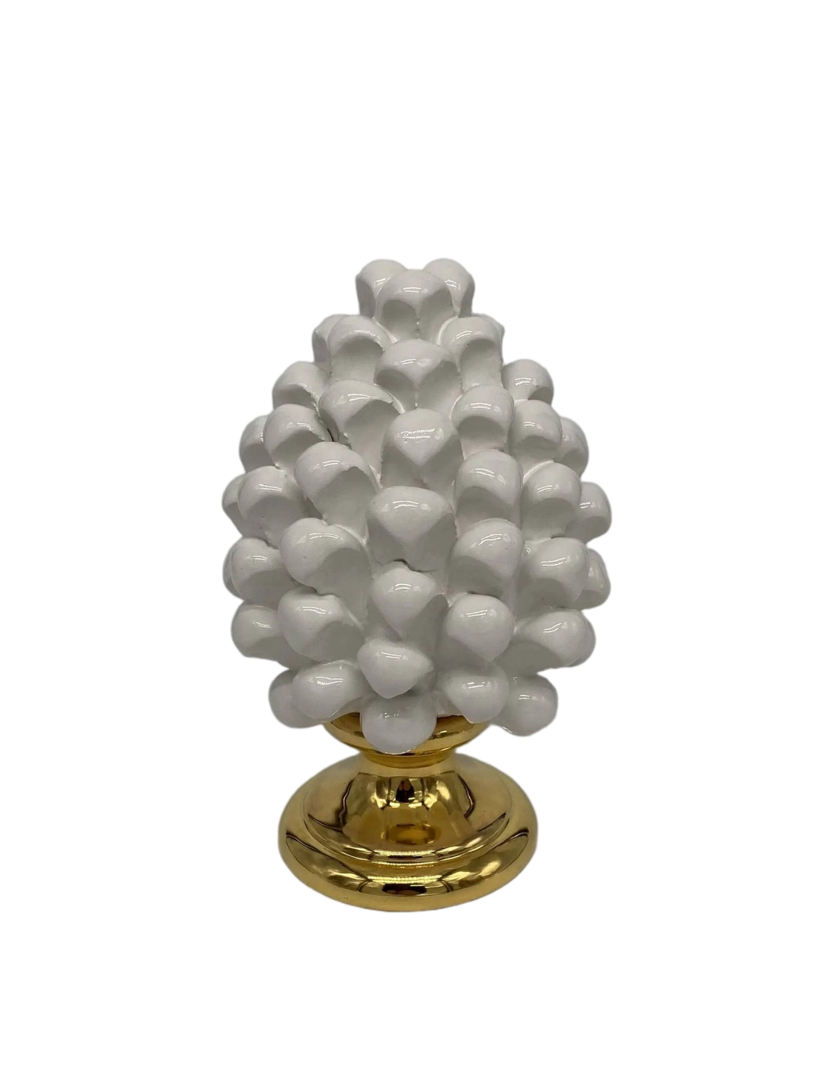 Pigna Aurum Ceramica Caltagirone cm H.15 Artigianale Bianco - DD CERAMICHE SICILIANE