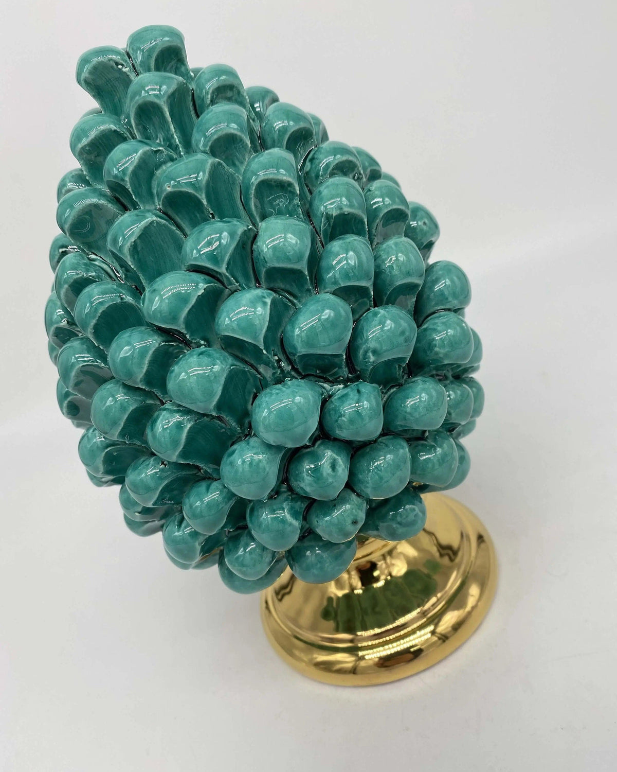 Pigna Aurum Ceramica Caltagirone cm H.20 Artigianale Verde Acqua DD CERAMICHE SICILIANE