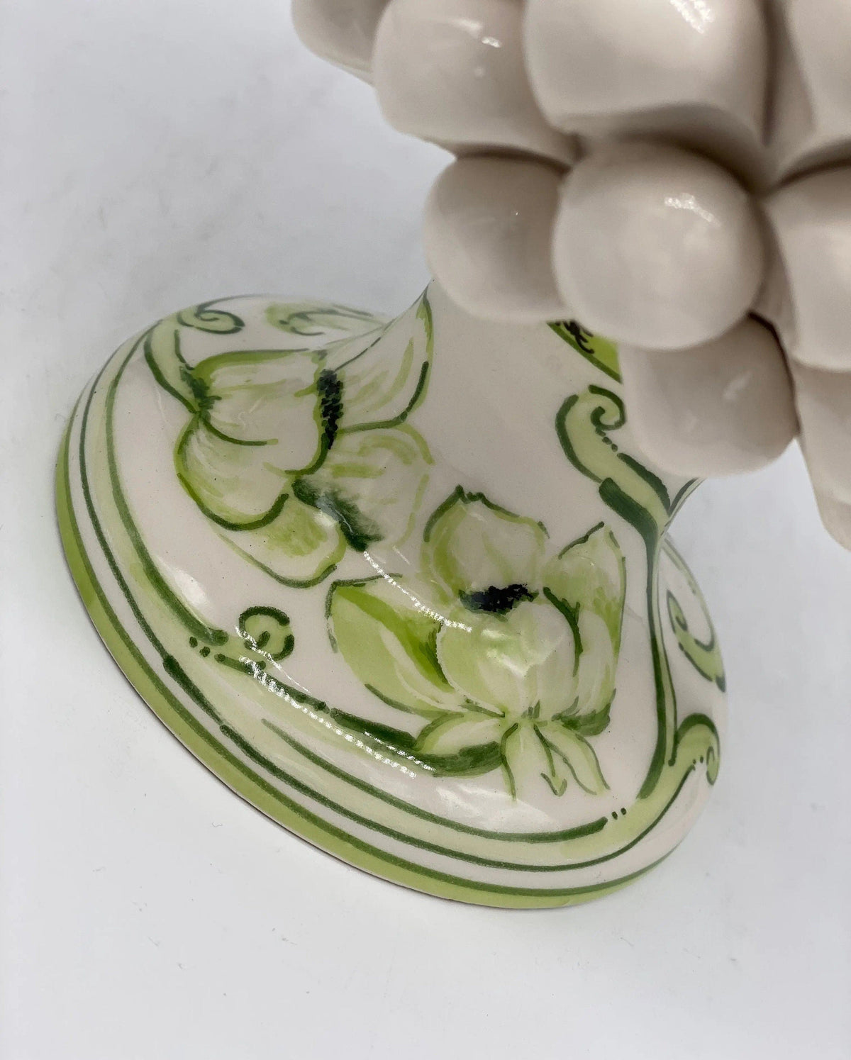 Pigna Ceramica Caltagirone cm H.20 Artigianale VENUS Bianco Verde DD CERAMICHE SICILIANE