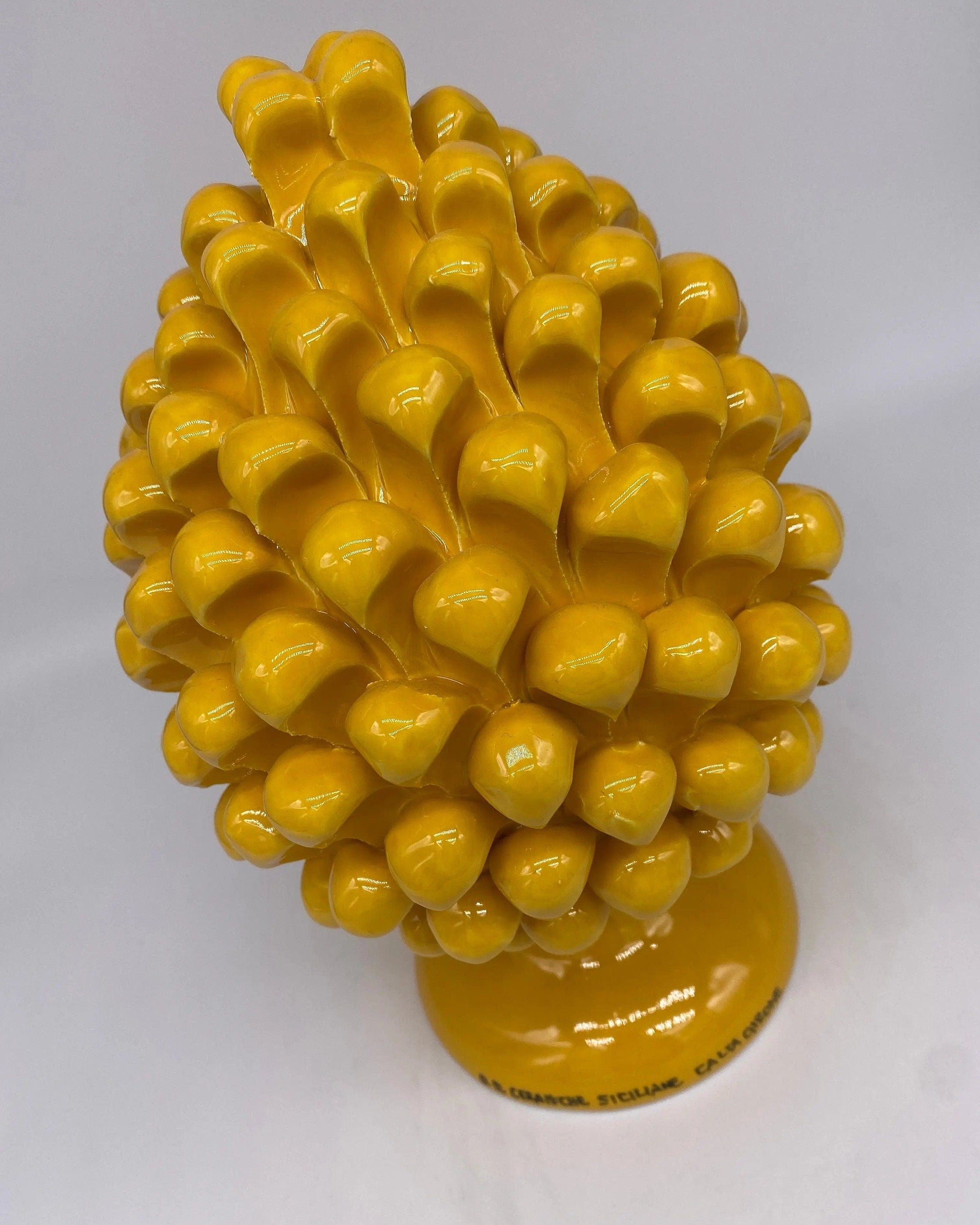 Pigna Ceramica Caltagirone cm H.25 Artigianale Giallo DD CERAMICHE SICILIANE