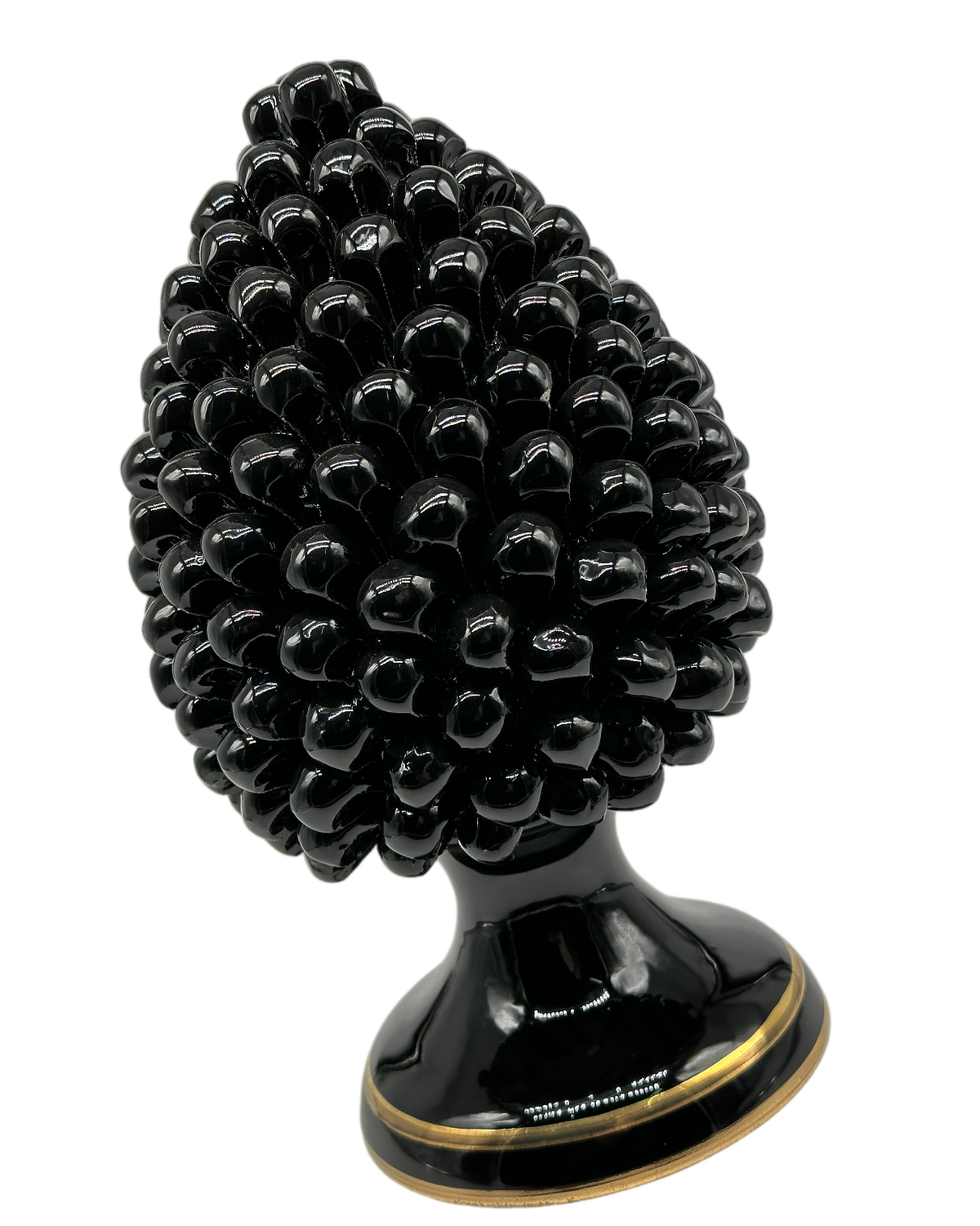 Pigna Ceramica Caltagirone cm H.30 Artigianale Nero con bordi Oro DD CERAMICHE SICILIANE