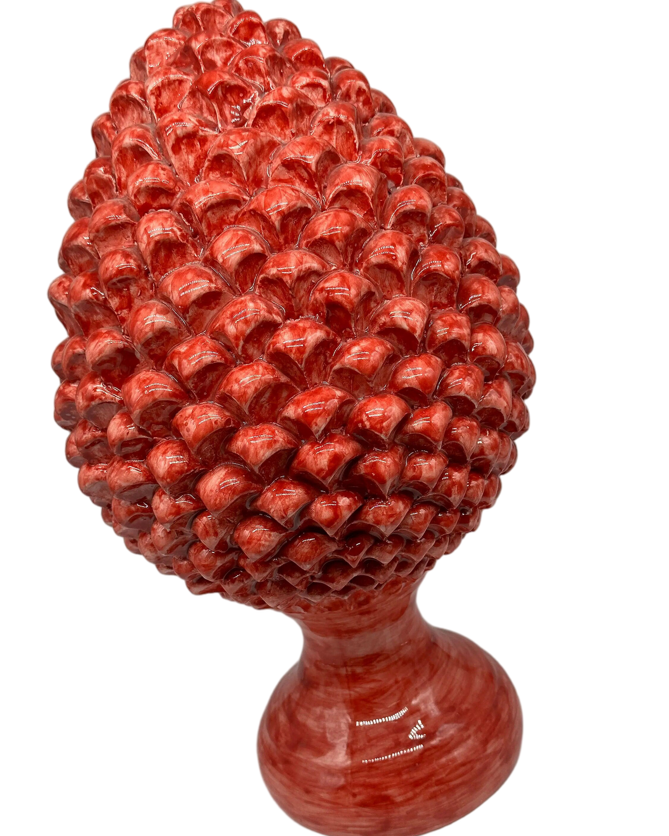 Pigna Ceramica Caltagirone cm H.40 Artigianale Rosso Linea Luis DD CERAMICHE SICILIANE