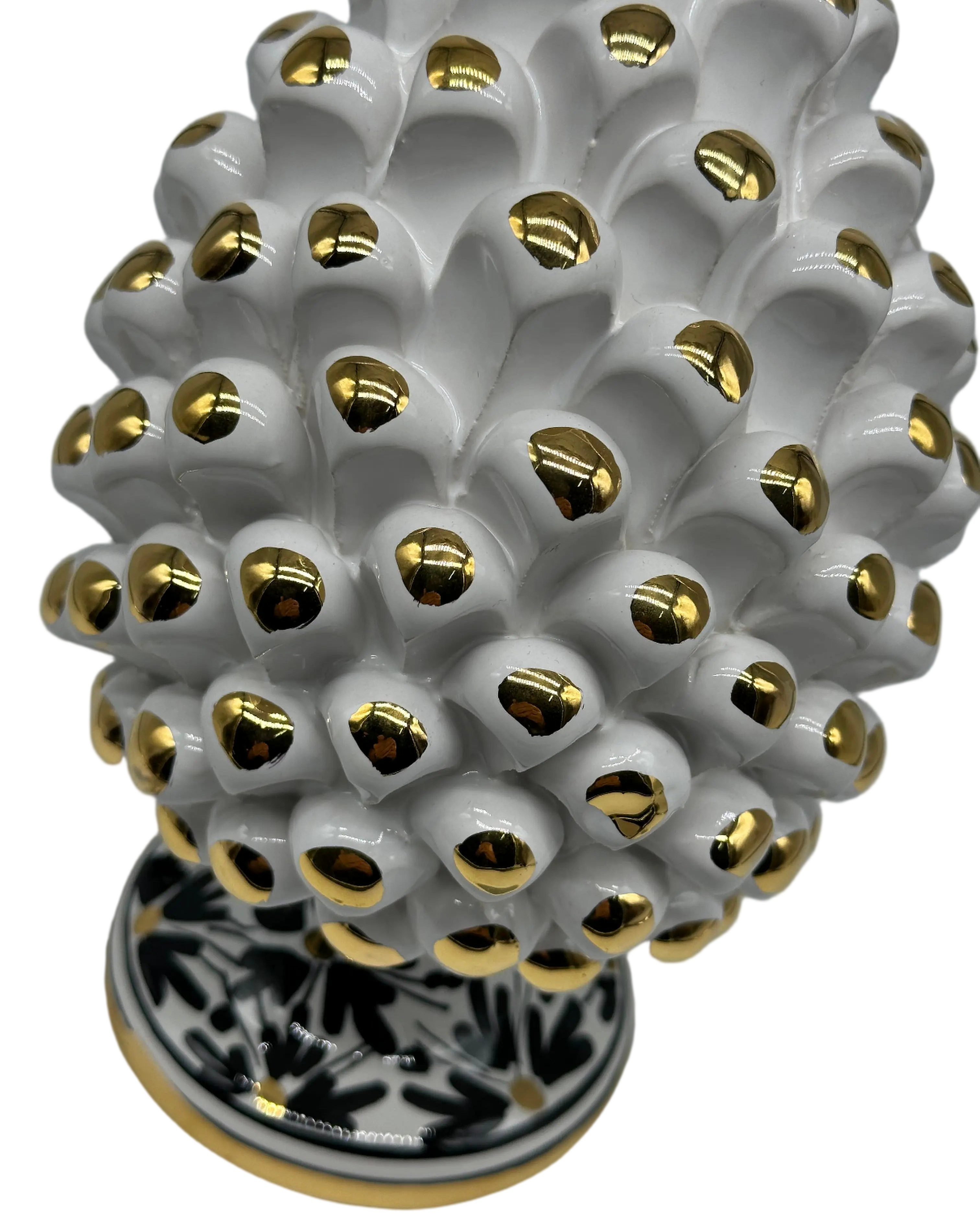 Pigna “CHIC” Ceramica Caltagirone cm H.20 Artigianale Bianco DD CERAMICHE SICILIANE