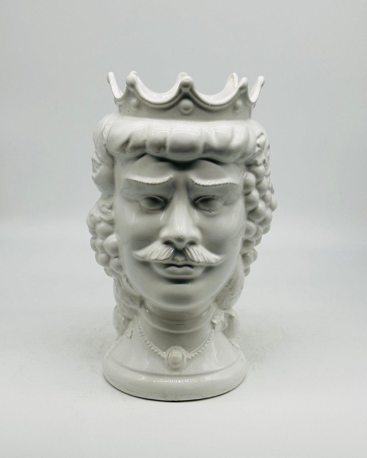 Testa di Moro Kalat Frutta BIFACCIALE Ceramica Caltagirone cm H.26 L.16 Artigianale Bianco