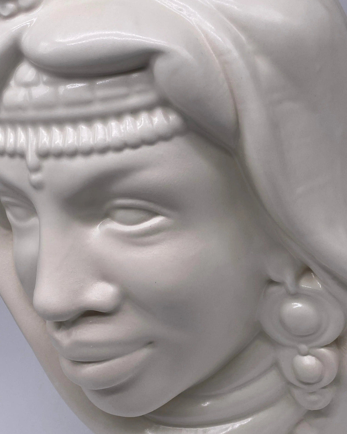 Teste di Moro Afro Ceramica Caltagirone cm H.35 L.23 Artigianale Bianco Opaco DD CERAMICHE SICILIANE