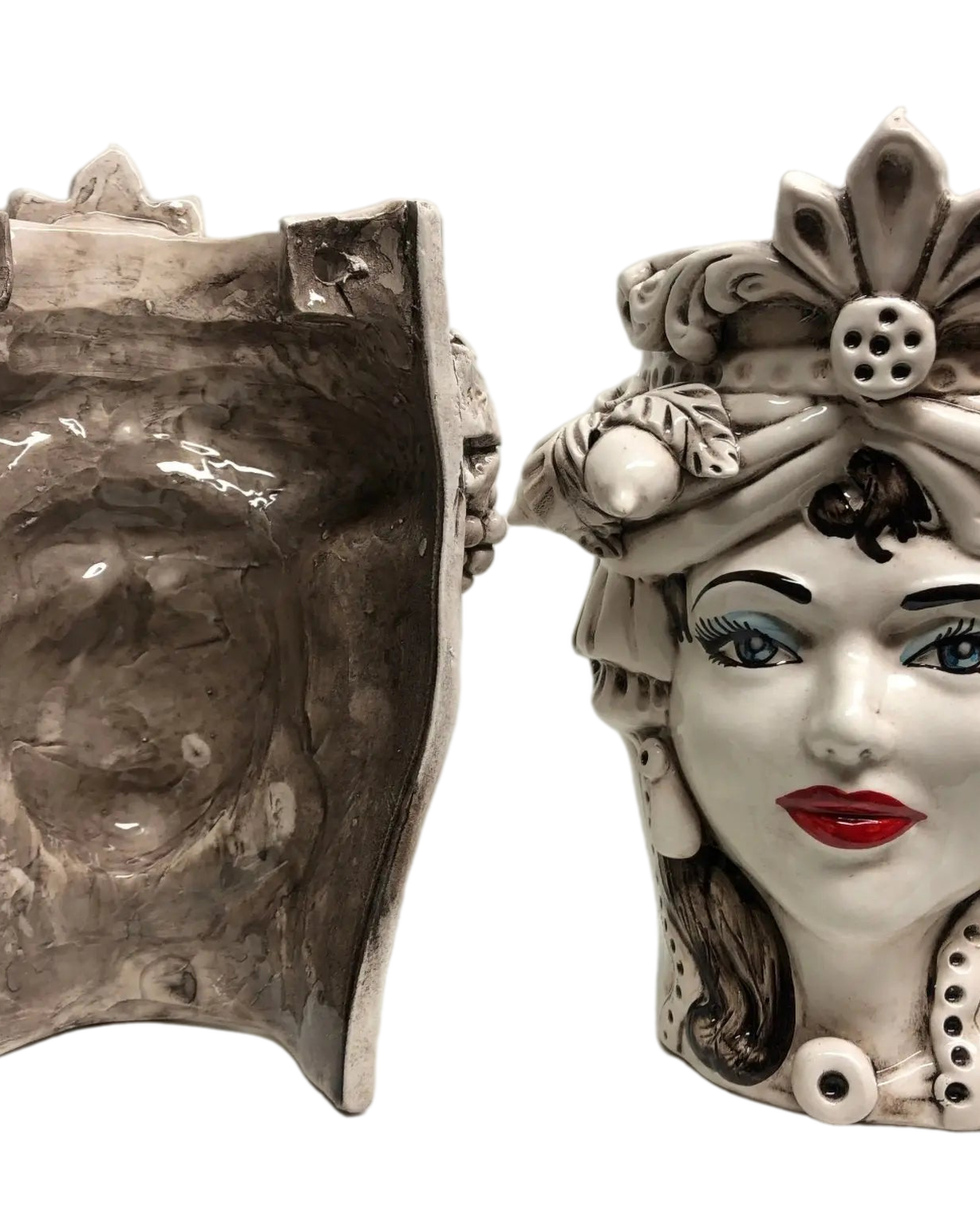 Teste di Moro Classica Applique Ceramica Caltagirone cm H.27 L.20 Effetto Invecchiato - DD CERAMICHE SICILIANE