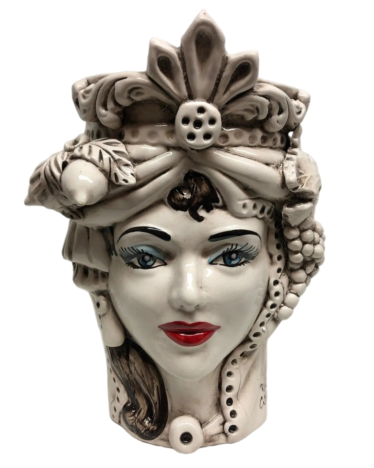 Teste di Moro Classica Applique Ceramica Caltagirone cm H.27 L.20 Effetto Invecchiato - DD CERAMICHE SICILIANE