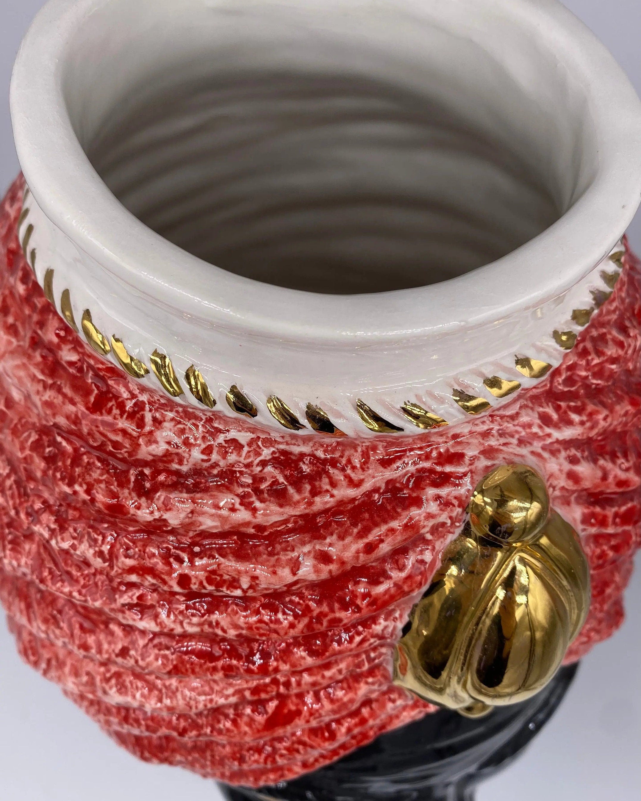 Teste di Moro Demetra Ceramica Caltagirone cm H.40 L.22 Artigianale Rosso Oro DD CERAMICHE SICILIANE