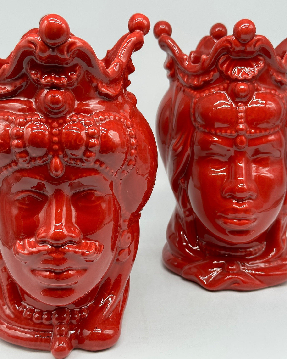Teste di Moro Emiro Ceramica Caltagirone cm H.30 L.18 Artigianale Rosso DD CERAMICHE SICILIANE