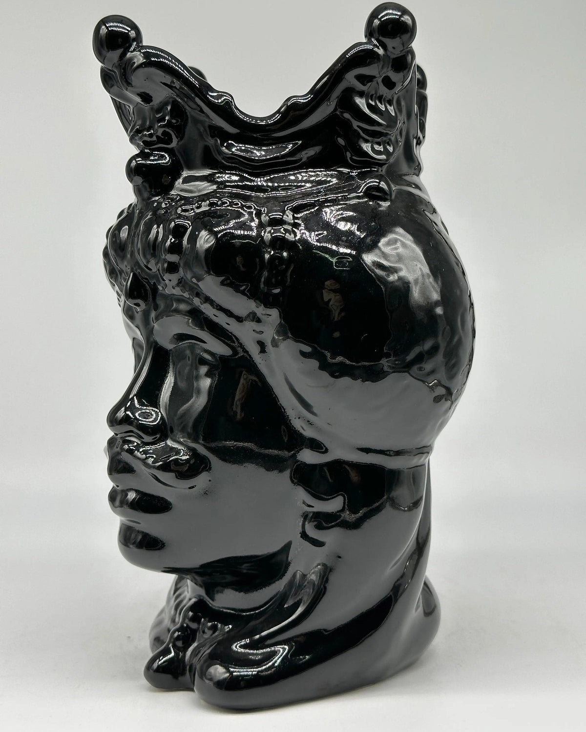 Teste di Moro Emiro Ceramica Caltagirone cm H.30 L.18 Artigianale Nero Lucido DD CERAMICHE SICILIANE