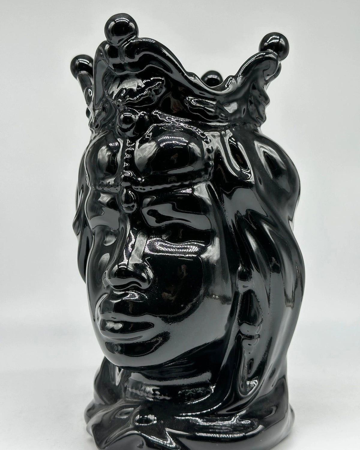 Teste di Moro Emiro Ceramica Caltagirone cm H.30 L.18 Artigianale Nero Lucido DD CERAMICHE SICILIANE
