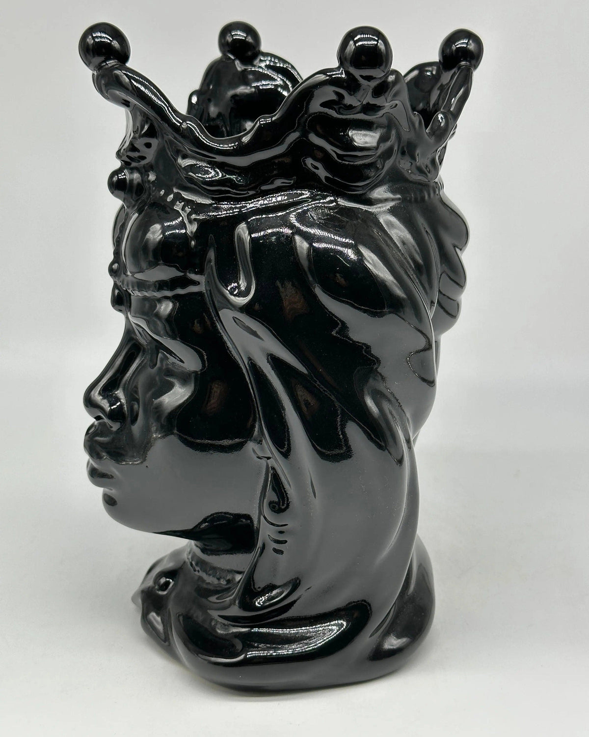 Teste di Moro Emiro Ceramica Caltagirone cm H.30 L.18 Artigianale Nero Lucido DD CERAMICHE SICILIANE