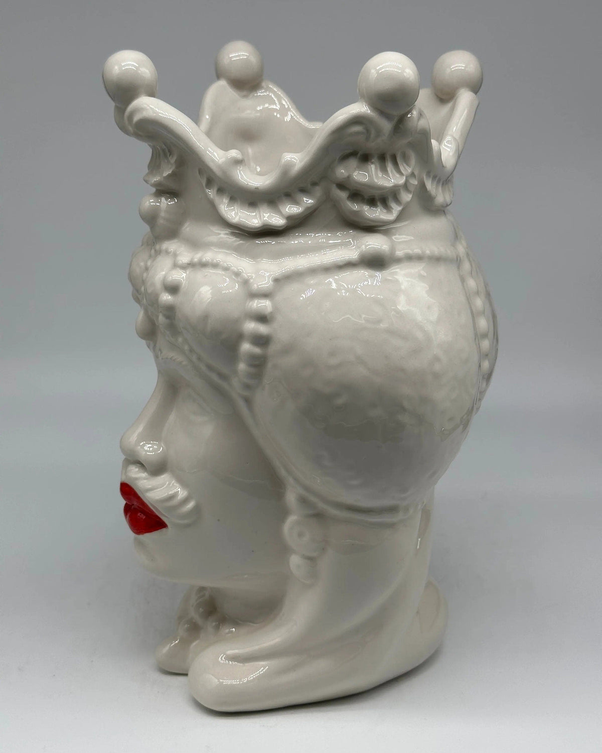 Teste di Moro Emiro Ceramica Caltagirone cm H.30 L.18 Artigianale Bianco Labbra Rosse DD CERAMICHE SICILIANE