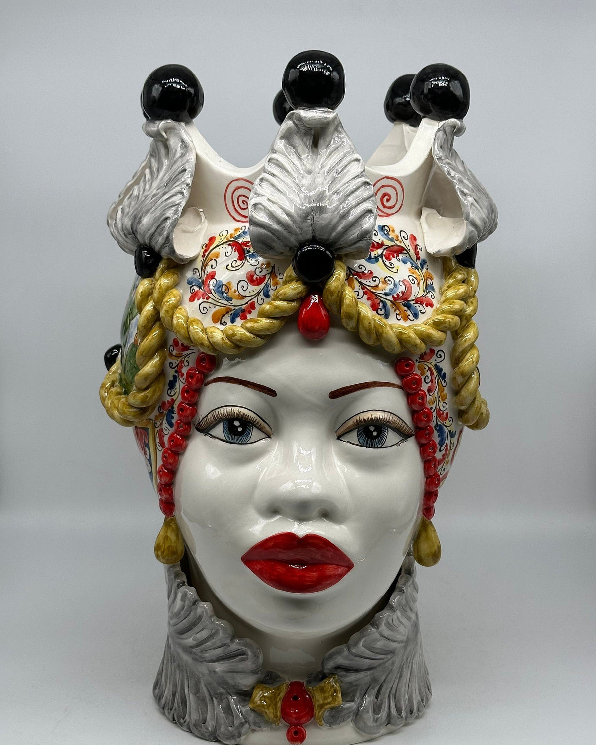 Teste Di Moro Zefiro Ceramica Caltagirone Cm H.43 L.26 Artigianale Serie Sicilia
