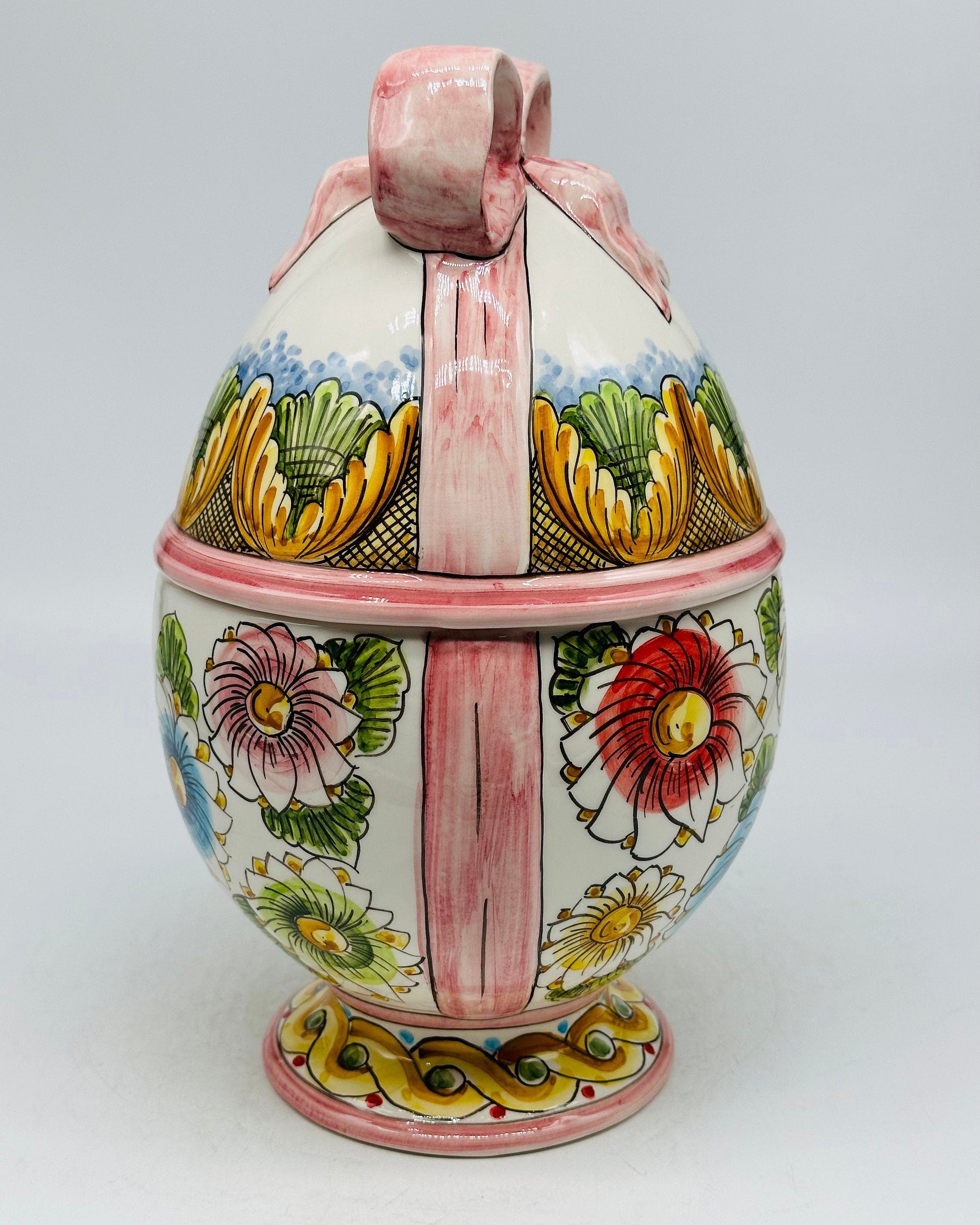 Uovo di Pasqua Contenitore H.27cm Ceramica Caltagirone dipinto a mano