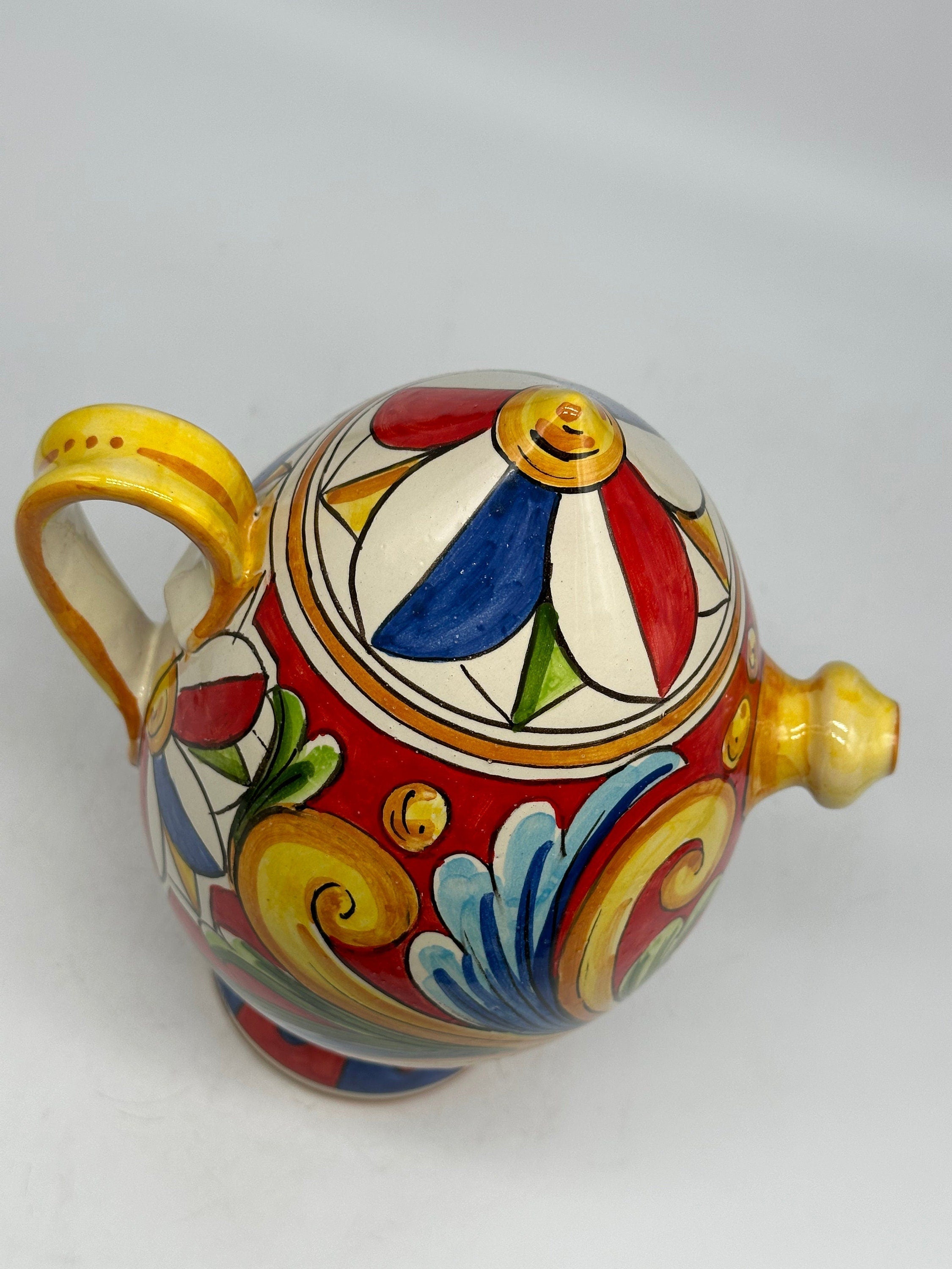 Brocca Tipica "Bummulu Malandrino" 1 Litro interamente fatto a mano Ceramica Caltagirone Decoro N.5