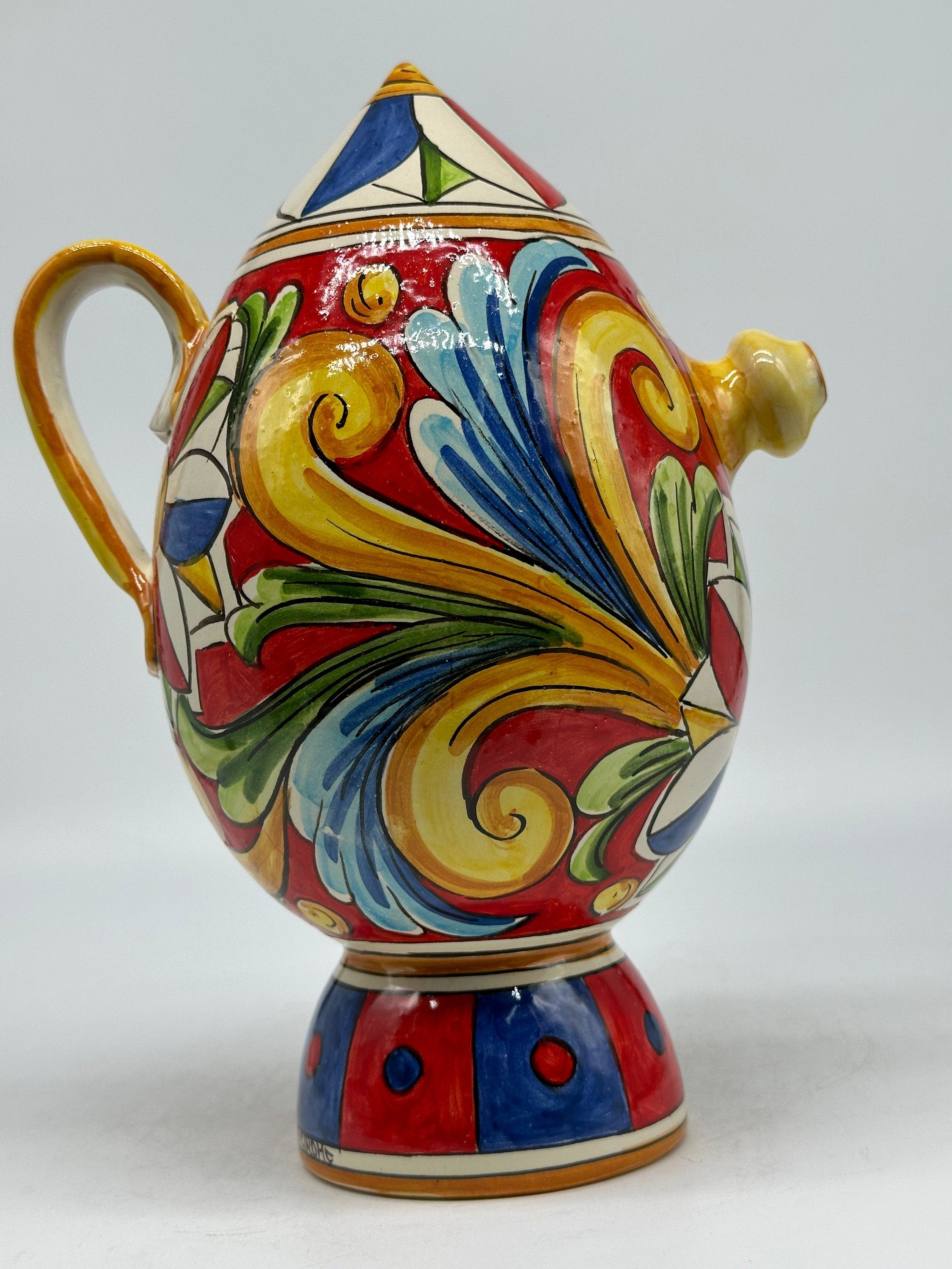 Brocca Tipica "Bummulu Malandrino" 1 Litro interamente fatto a mano Ceramica Caltagirone Decoro N.5