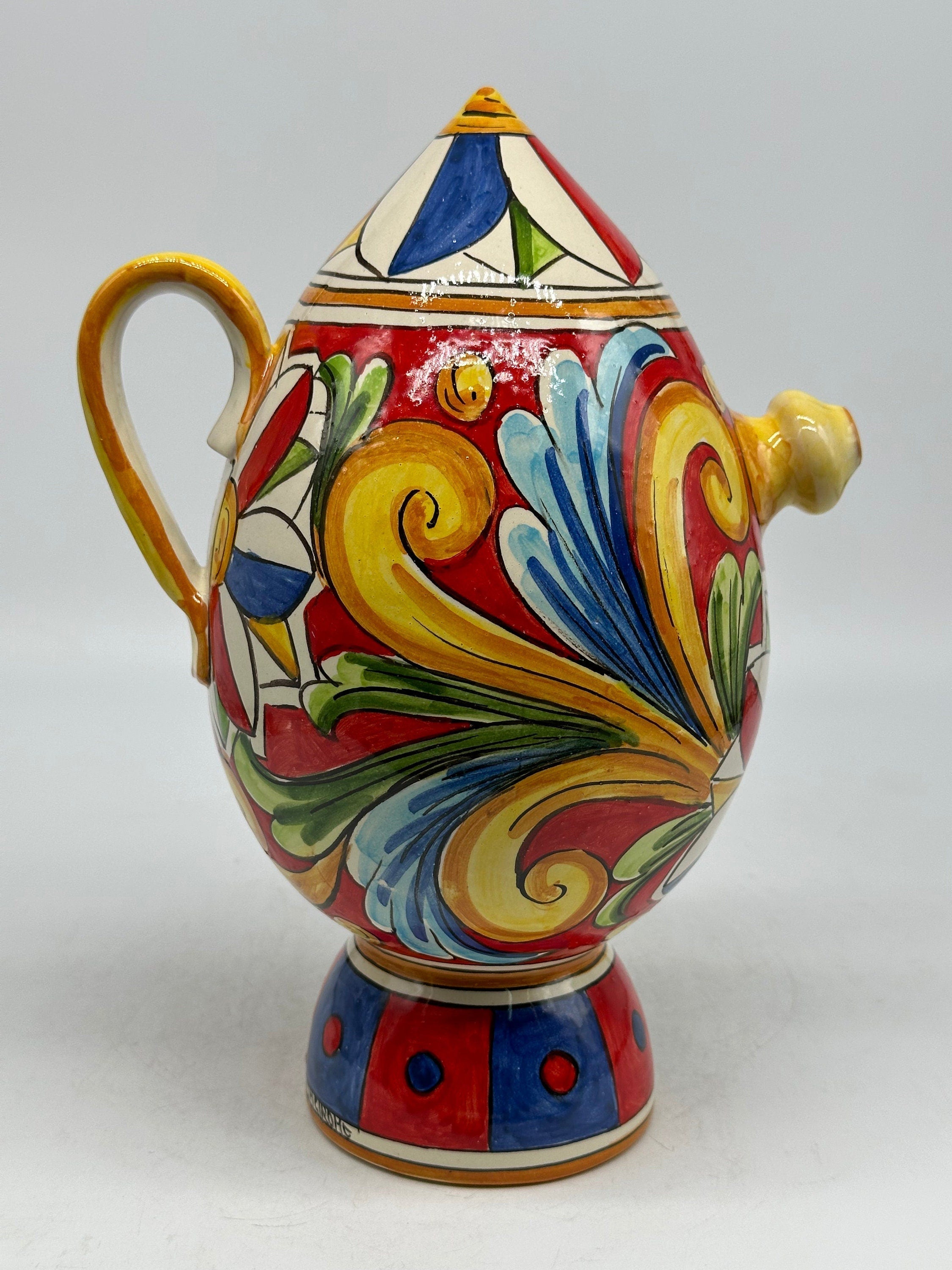Brocca Tipica "Bummulu Malandrino" 1 Litro interamente fatto a mano Ceramica Caltagirone Decoro N.5