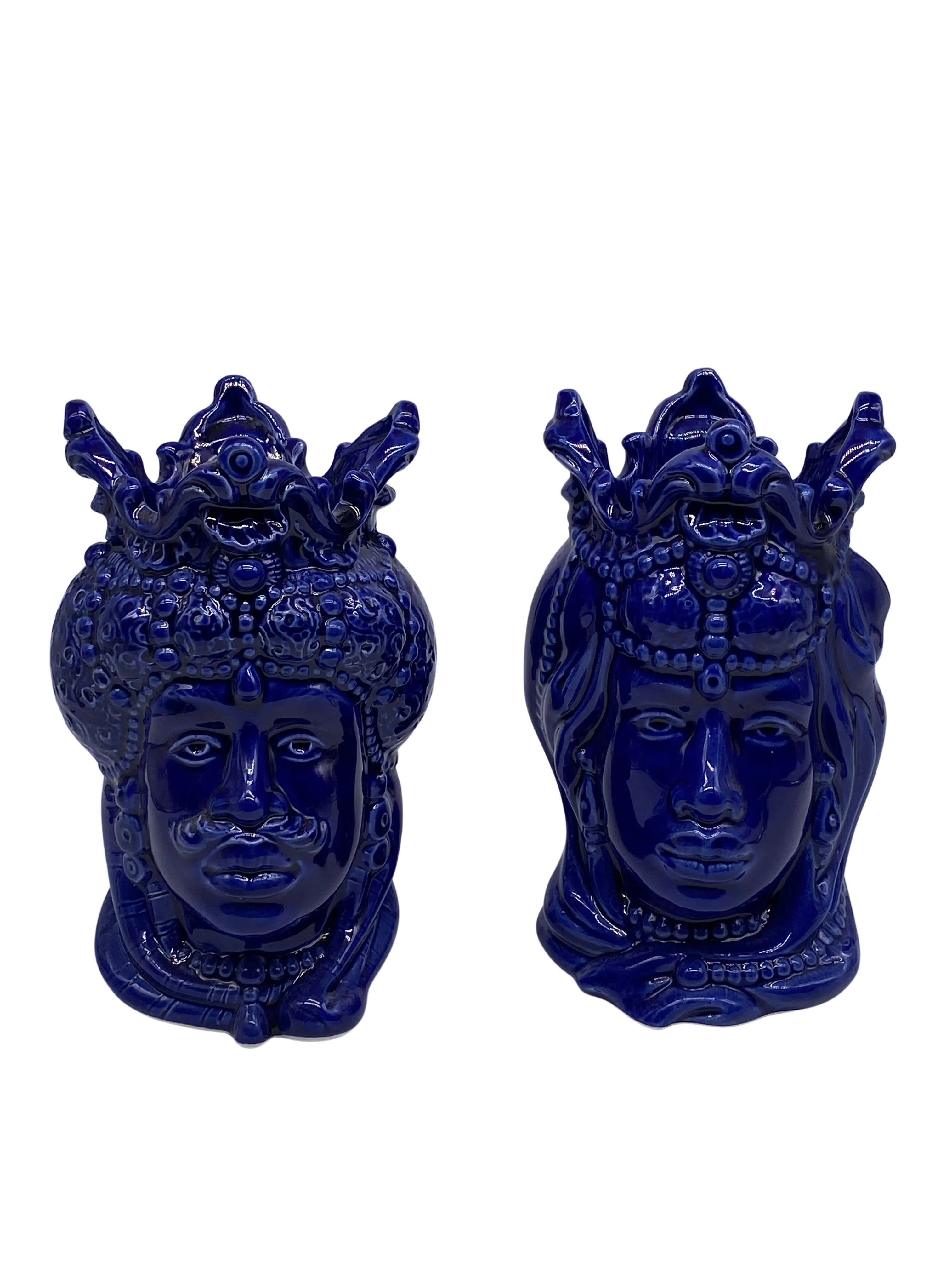 Teste di Moro Emiro Ceramica Caltagirone cm H.20 Artigianale VARI COLORI DD CERAMICHE SICILIANE