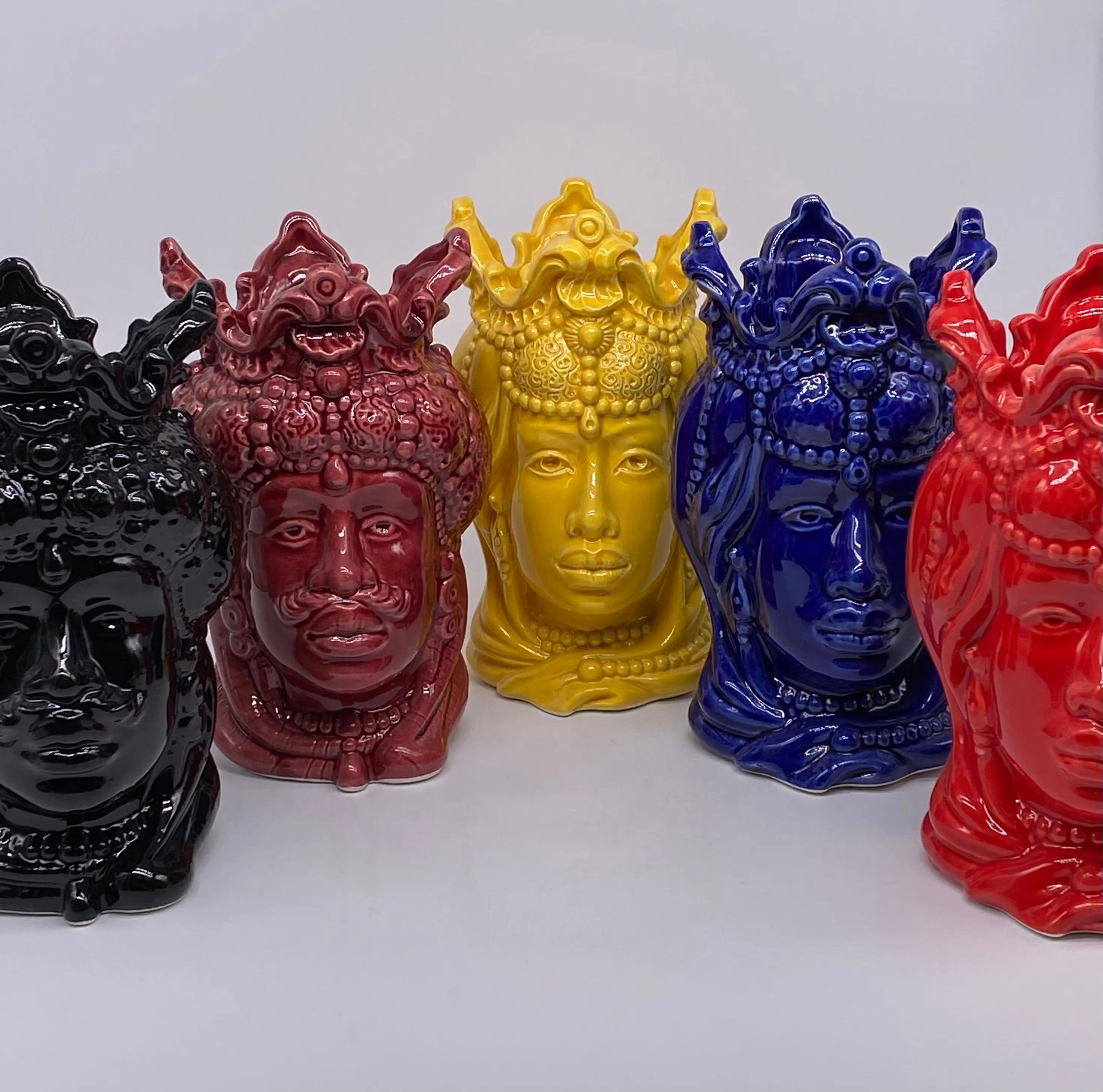 Teste di Moro Emiro Ceramica Caltagirone cm H.20 Artigianale VARI COLORI DD CERAMICHE SICILIANE