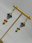 Orecchini Artigianali Coffa Siciliana in Ceramica di Caltagirone pietre varie V.2 - ORECCHINI