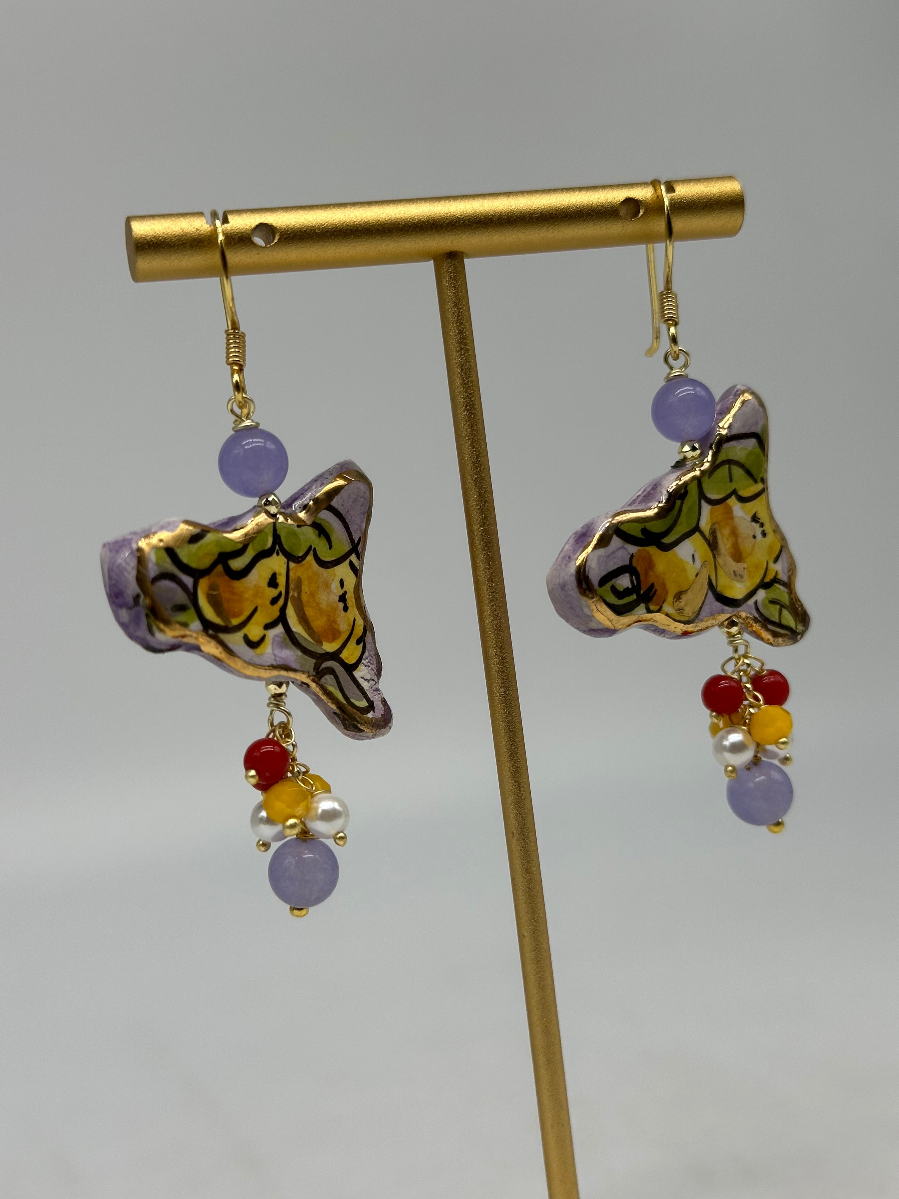 Orecchini Artigianali Sicilia Viola Ceramica di Caltagirone - BIJOUX