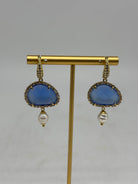 Orecchini Artigianali Smeraldi Blu Pietra e Brillantini - ORECCHINI