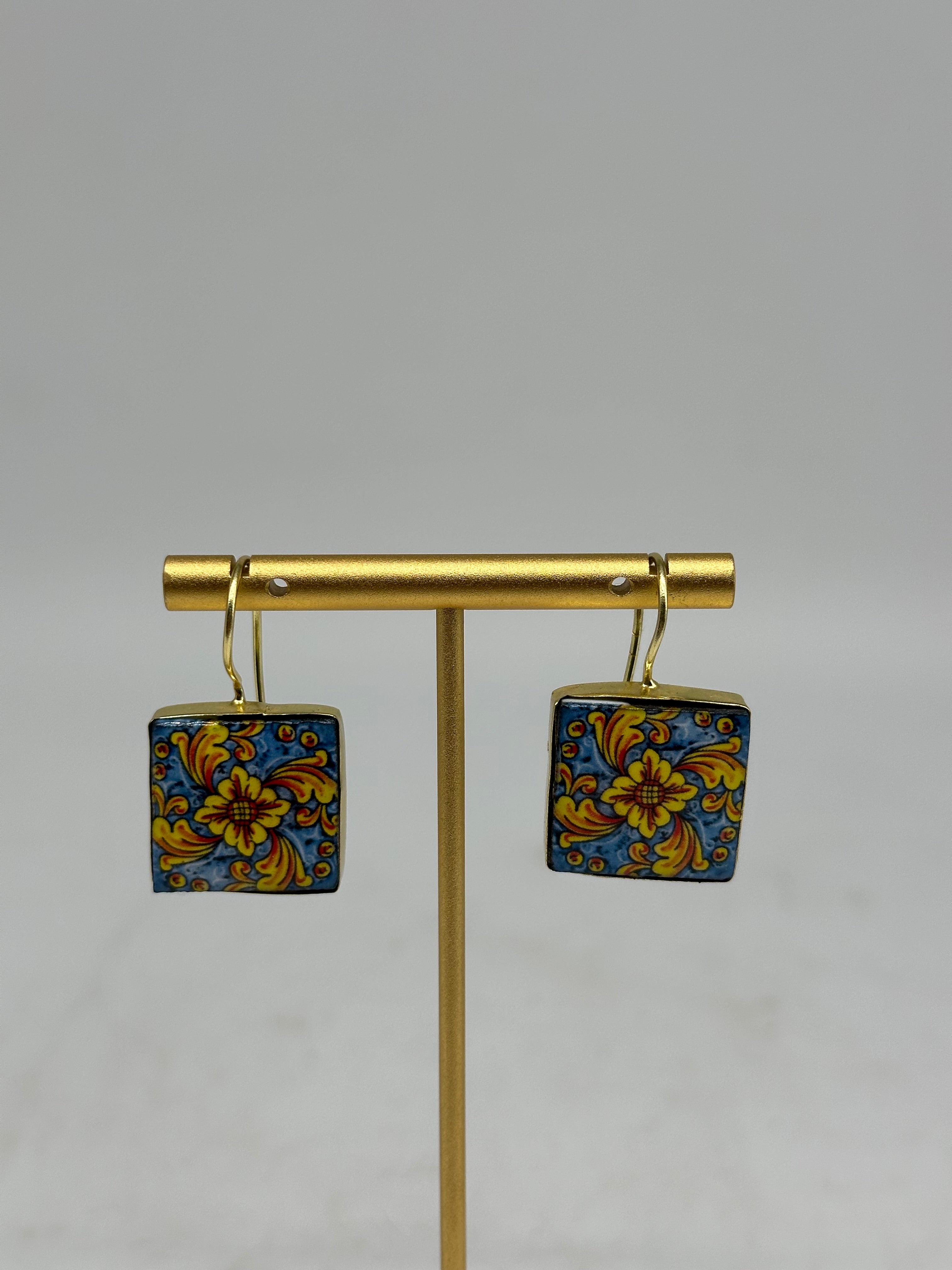 Orecchini Mattonella Maiolica Ceramica di Caltagirone V.15 - ORECCHINI