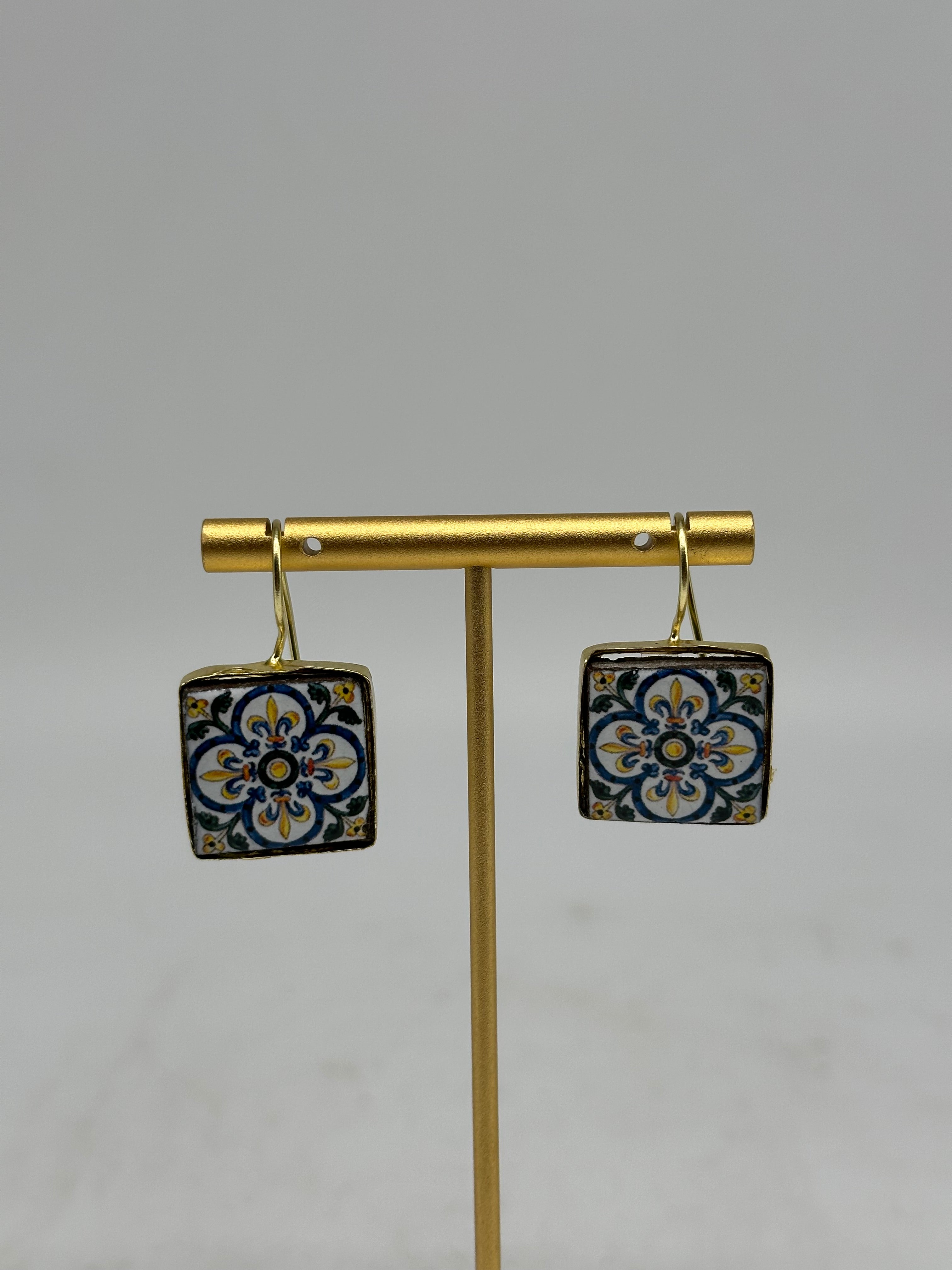 Orecchini Mattonella Maiolica Ceramica di Caltagirone V.16 - ORECCHINI
