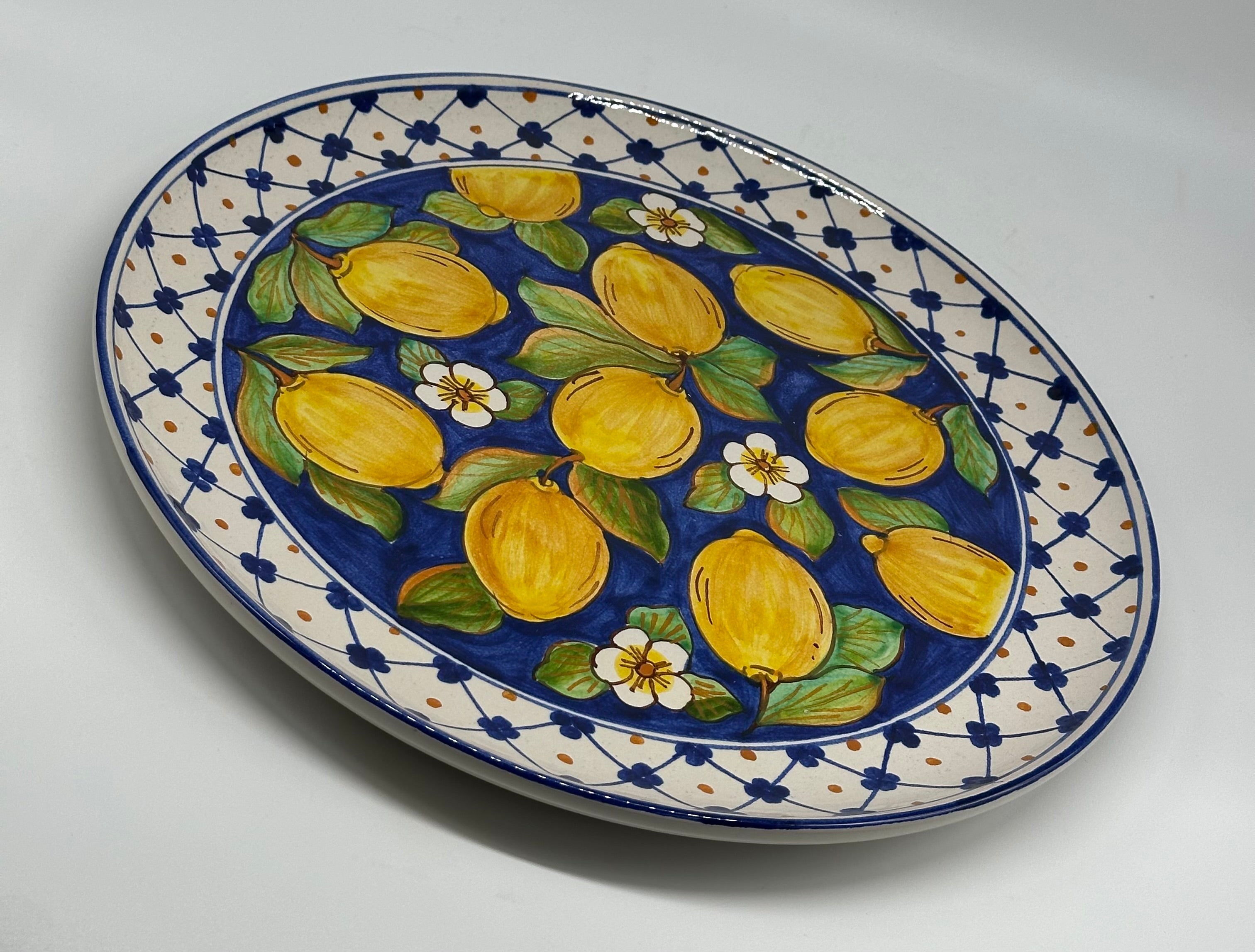 Piatto da Portata Diametro 37cm Uso Alimentare Ceramica Caltagirone - Limoni - PIATTI SERVIZIO