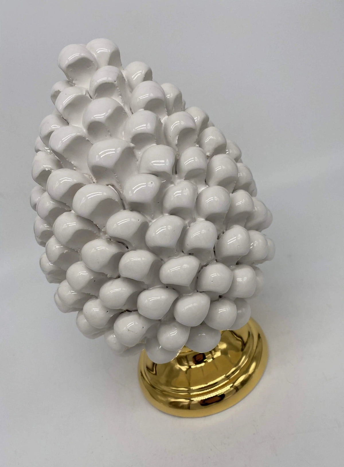 Pigna Aurum Ceramica Caltagirone cm H.20 Artigianale Bianco DD CERAMICHE SICILIANE