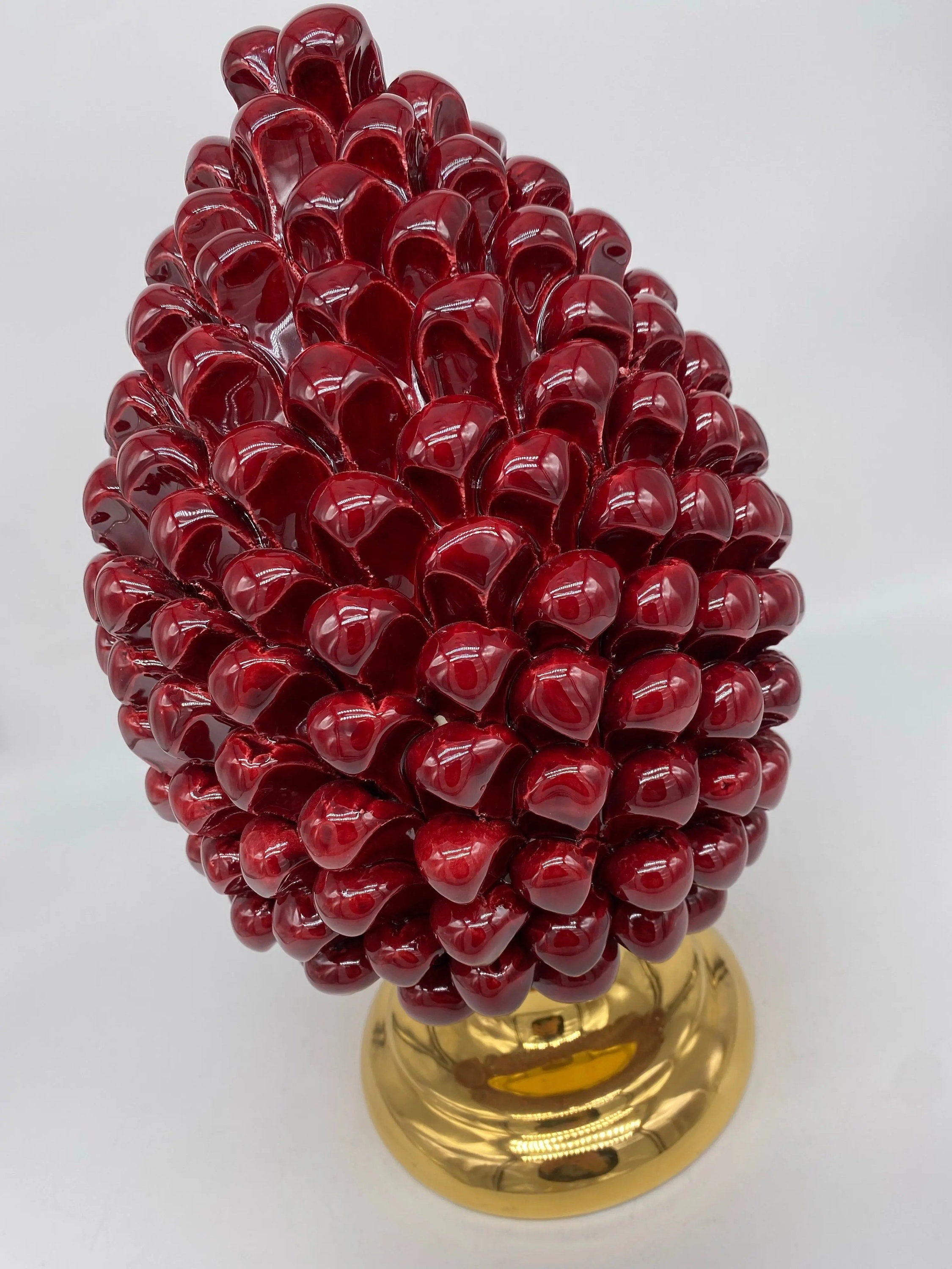 Pigna Aurum Ceramica Caltagirone cm H.30 Artigianale Bordeaux DD CERAMICHE SICILIANE
