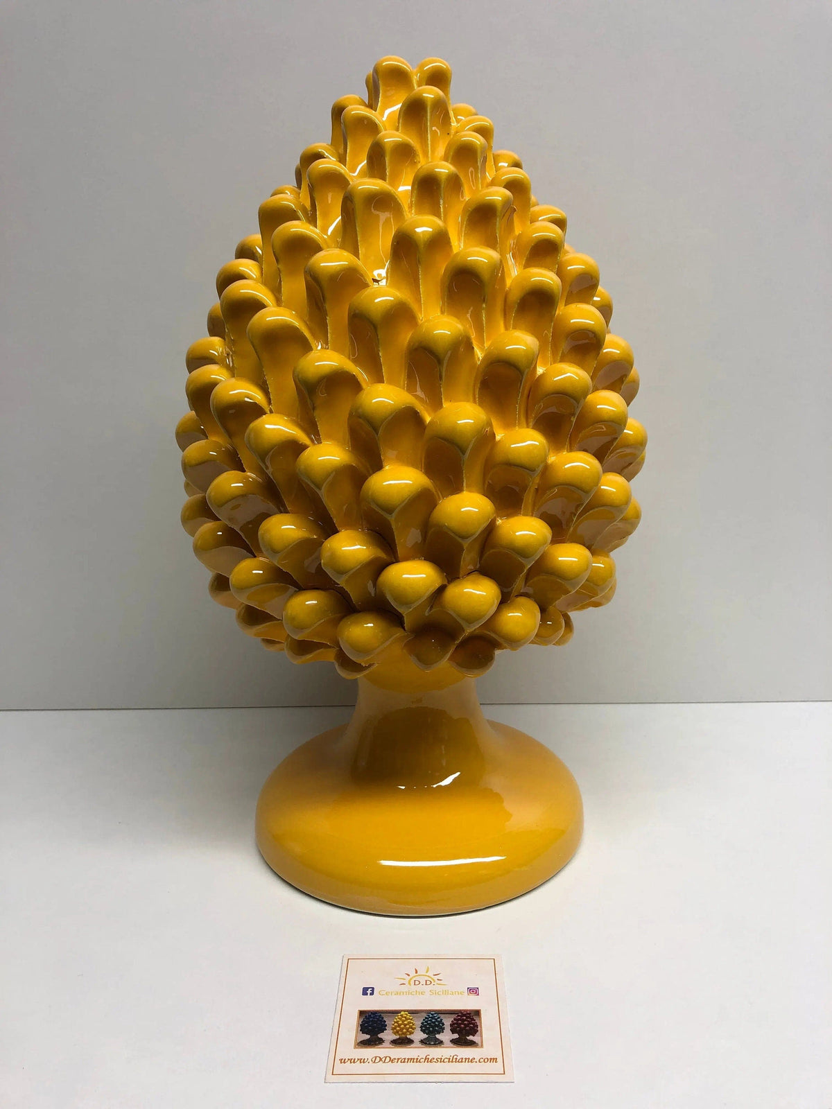 Pigna Ceramica Caltagirone cm H.30 Artigianale Giallo DD CERAMICHE SICILIANE