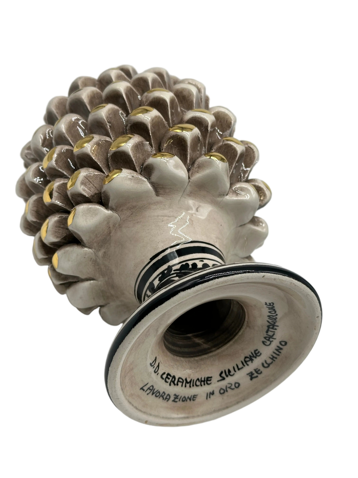 Pigna “CHIC” Ceramica Caltagirone cm H.20 Artigianale Beige DD CERAMICHE SICILIANE