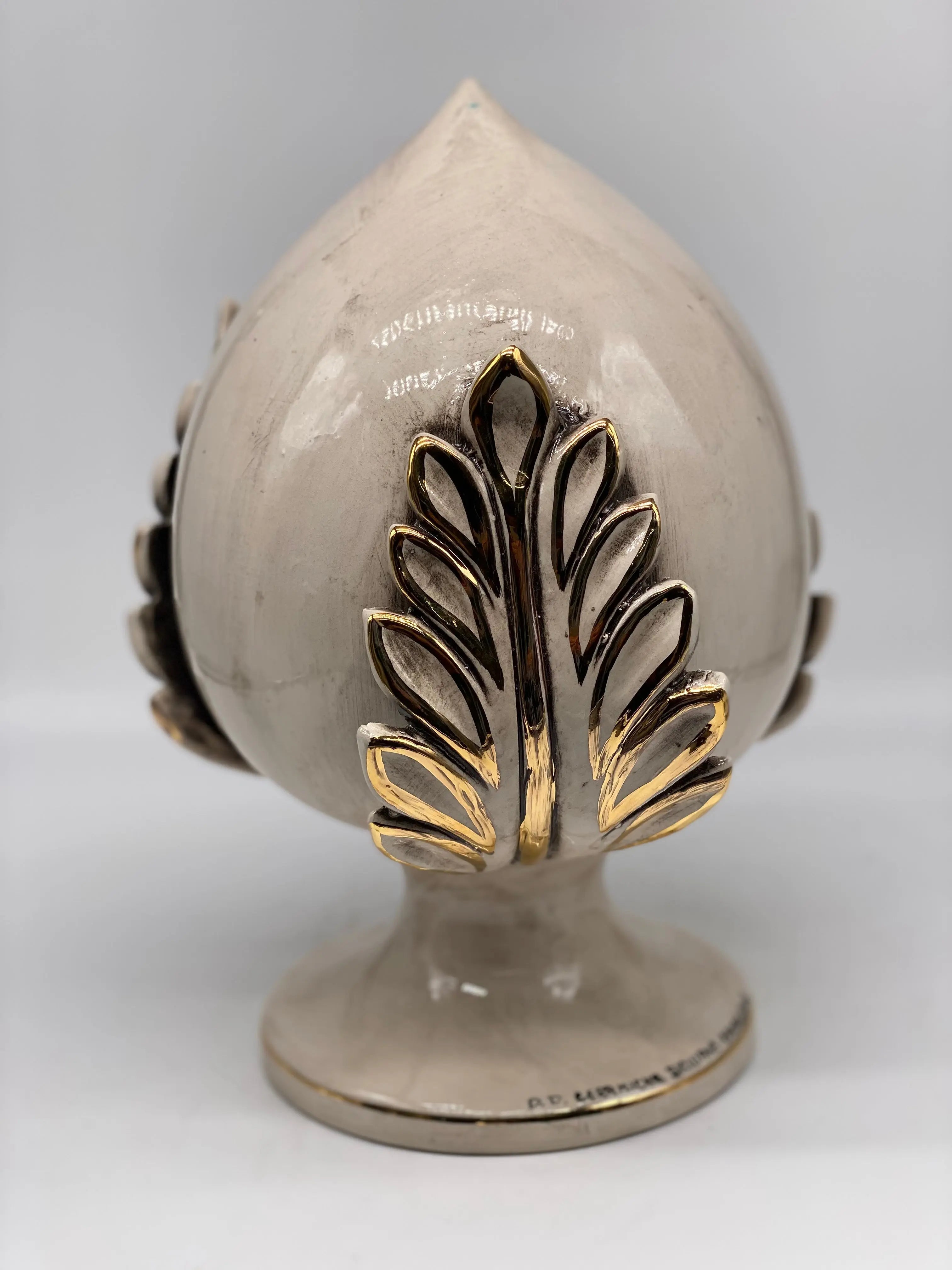 Pumo Ceramica Caltagirone cm H.20 Artigianale Écru Oro DD CERAMICHE SICILIANE