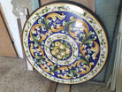 Tavolo Rotondo Ornato Blu con Limoni e Fiori – Pietra Lavica Decorata - TAVOLI