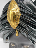 Teste di Moro Atena Ceramica Caltagirone cm H.40 L.28 Artigianale Nero Oro DD CERAMICHE SICILIANE